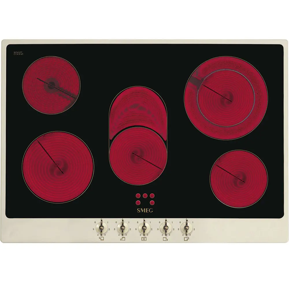 Изображение товара Индукционная варочная панель Smeg P875PO 71.80 см 5 конфорок цвет черный/кремовый