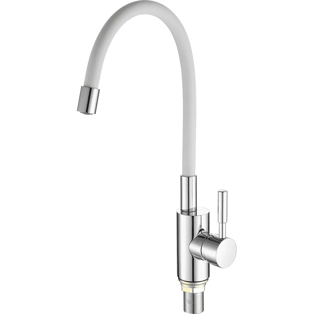 Изображение товара Смеситель для кухни однорычажный Fashun A4053+B03 излив 26.1 см цвет белый/хром