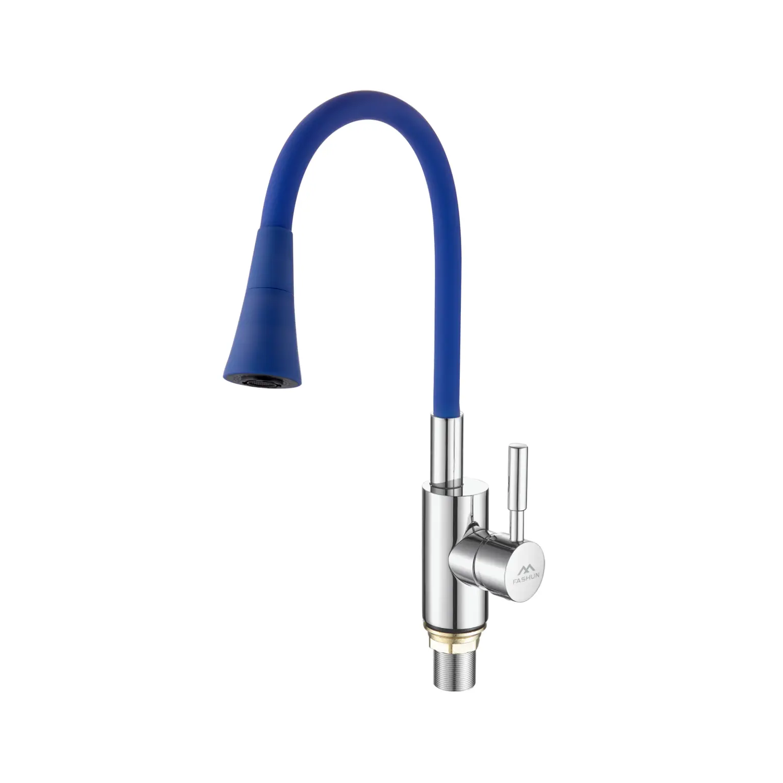 Изображение товара Смеситель для кухни однорычажный Fashun A4053+B11 излив 21 см цвет синий/хром