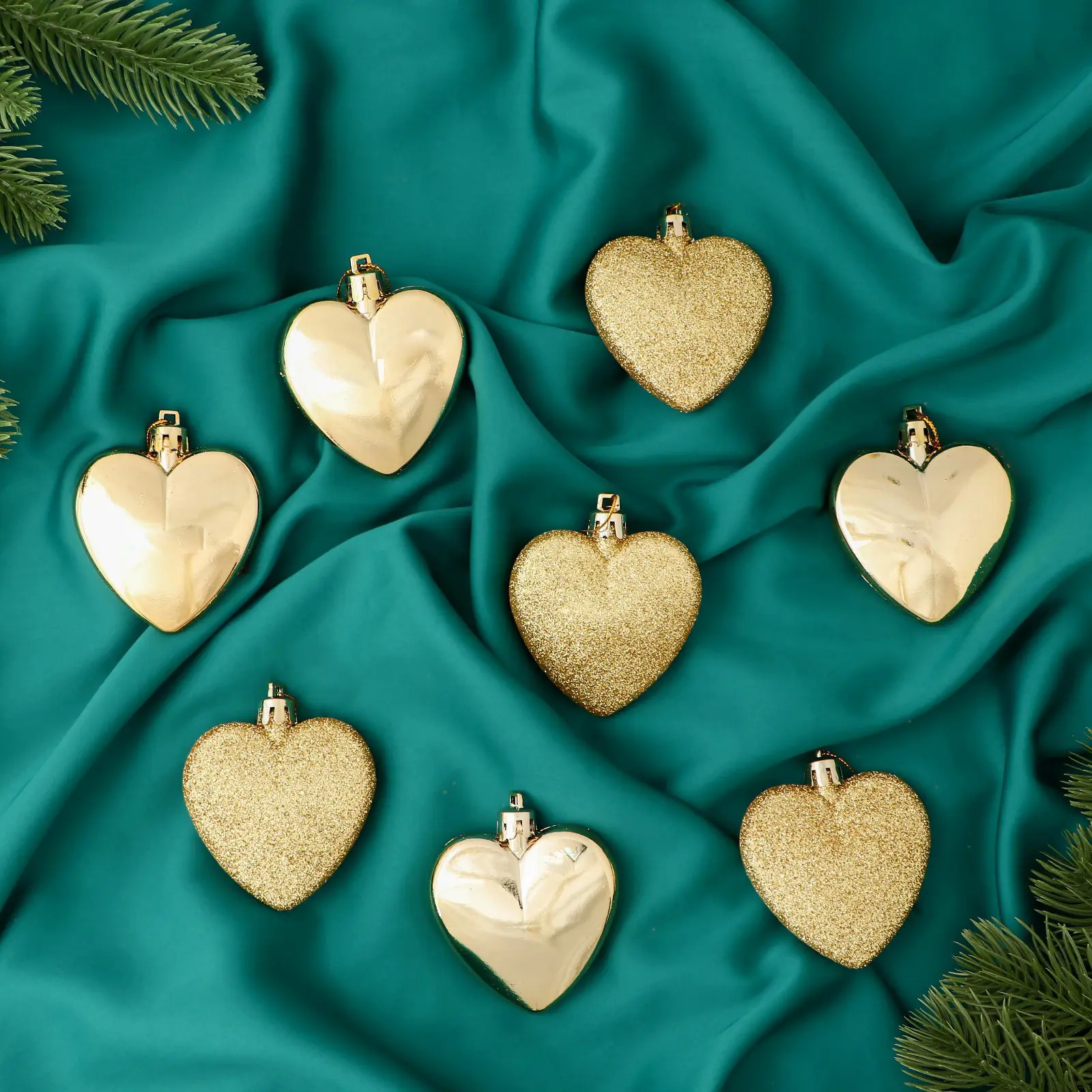 Изображение товара Набор елочных игрушек Романтика Зимнее волшебство 9510180 6 см жёлтый/золотой 8 шт