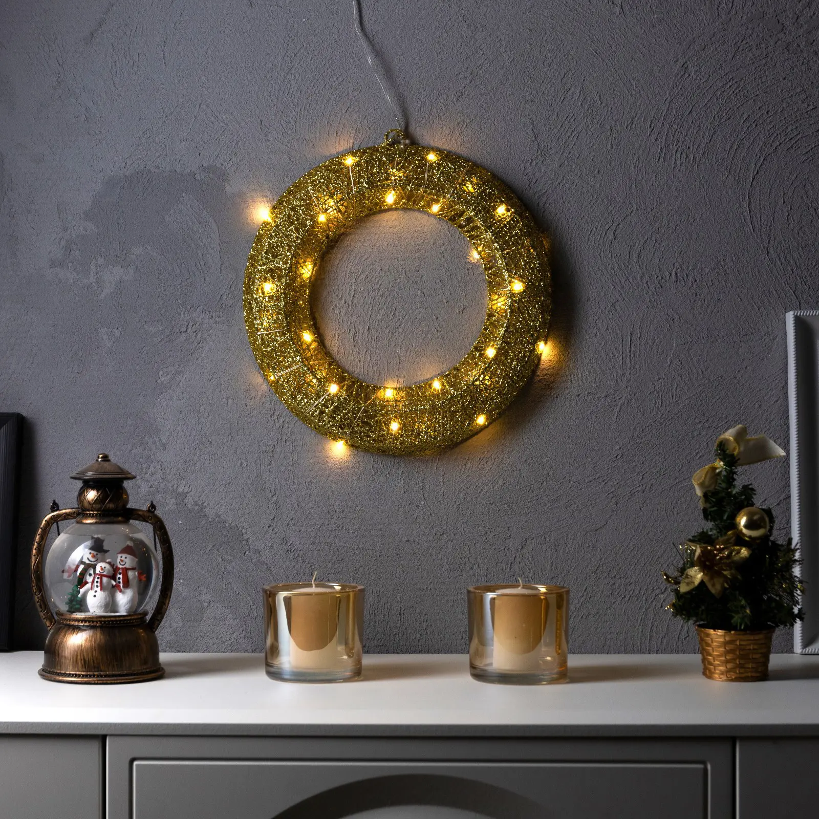 Изображение товара Светящаяся электрическая фигура Венок для дома Luazon lighting h 3 см разноцветный