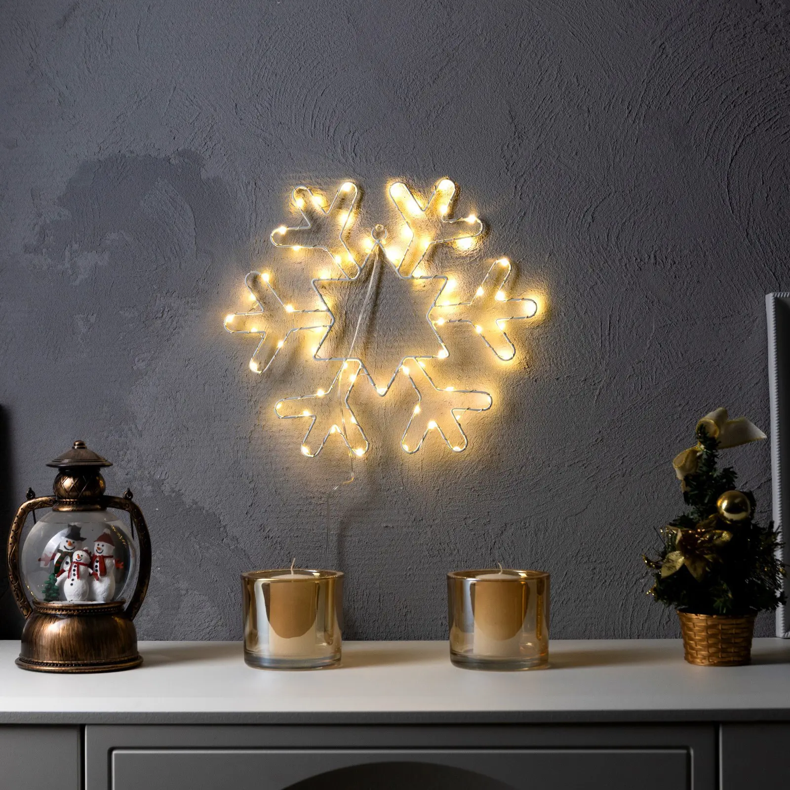 Изображение товара Светящаяся электрическая фигура Снежинка для дома Luazon lighting h 3 см разноцветный