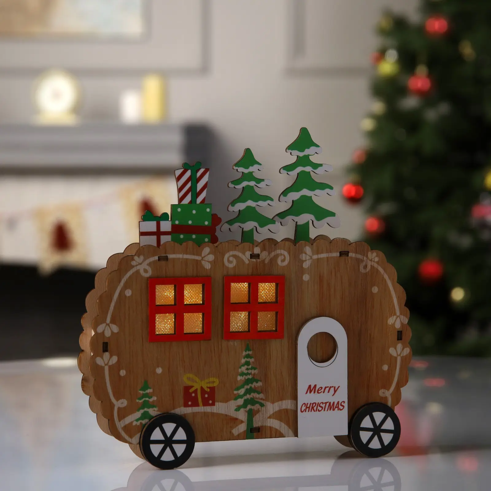 Изображение товара Светящаяся электрическая фигура Фургончик для дома Luazon lighting h 3.5 см разноцветный