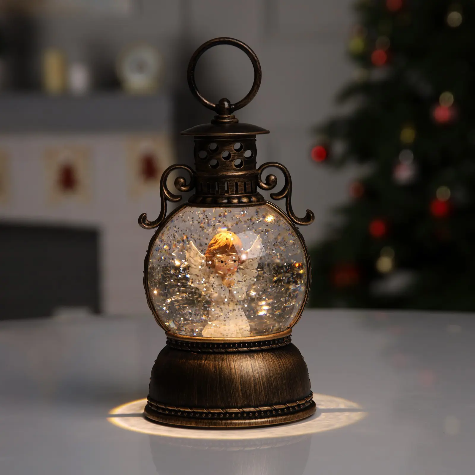 Изображение товара Светящаяся электрическая фигура Фонарь с ангелом для дома Luazon lighting h 11 см разноцветный