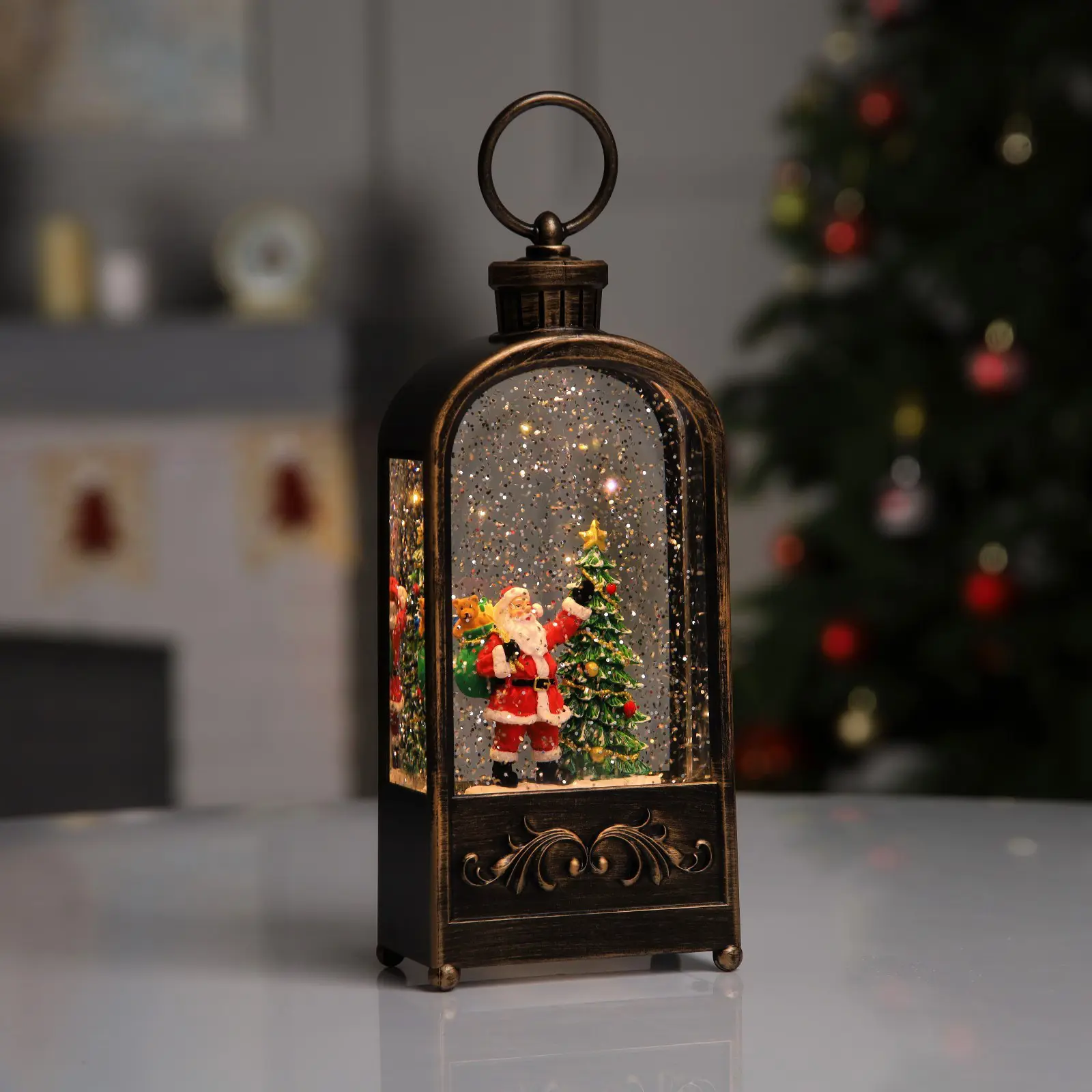 Изображение товара Светящаяся электрическая фигура Фонарь с дедом морозом для дома Luazon lighting h 5.8 см разноцветный