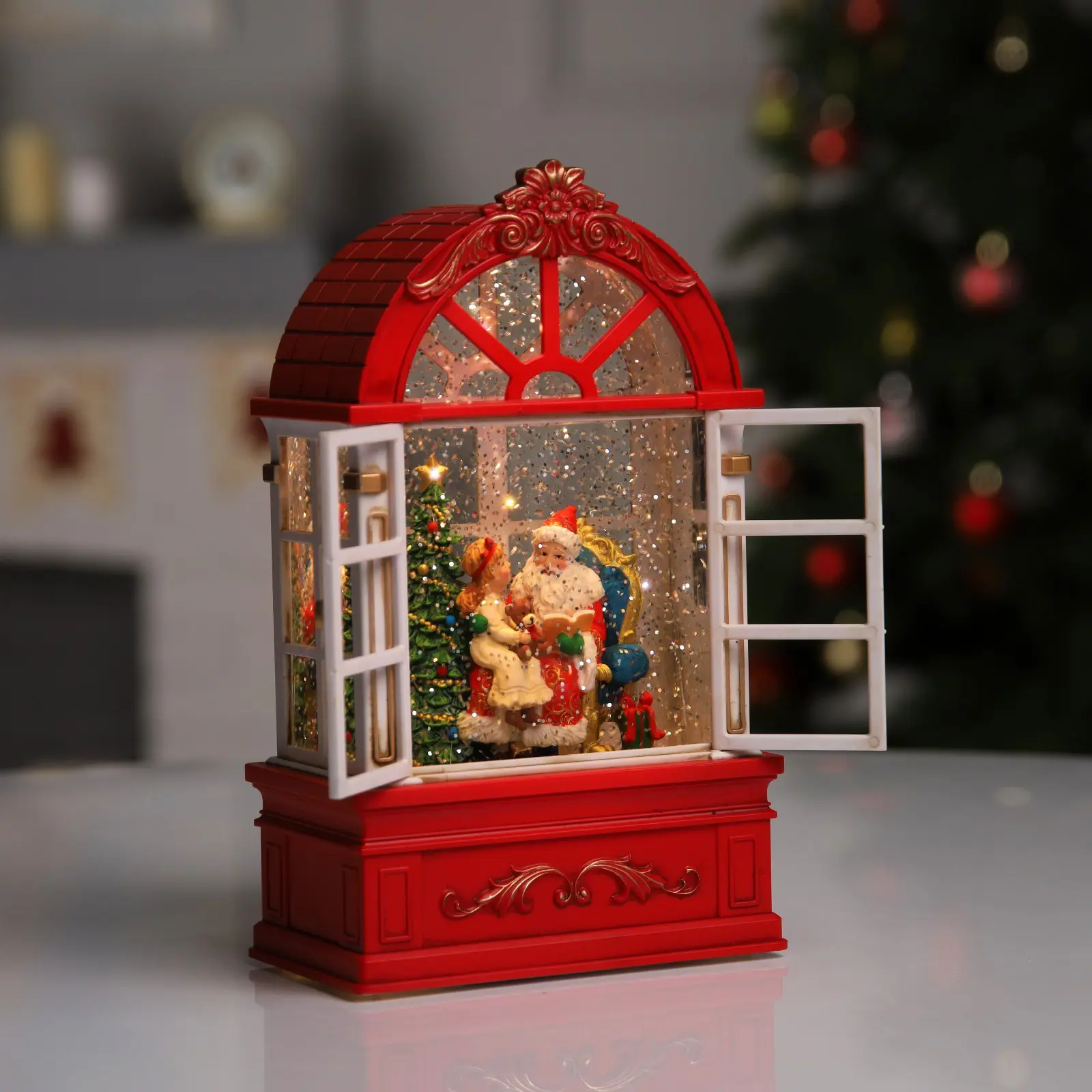 Изображение товара Светящаяся электрическая фигура Дед мороз в арке для дома Luazon lighting h 8 см разноцветный