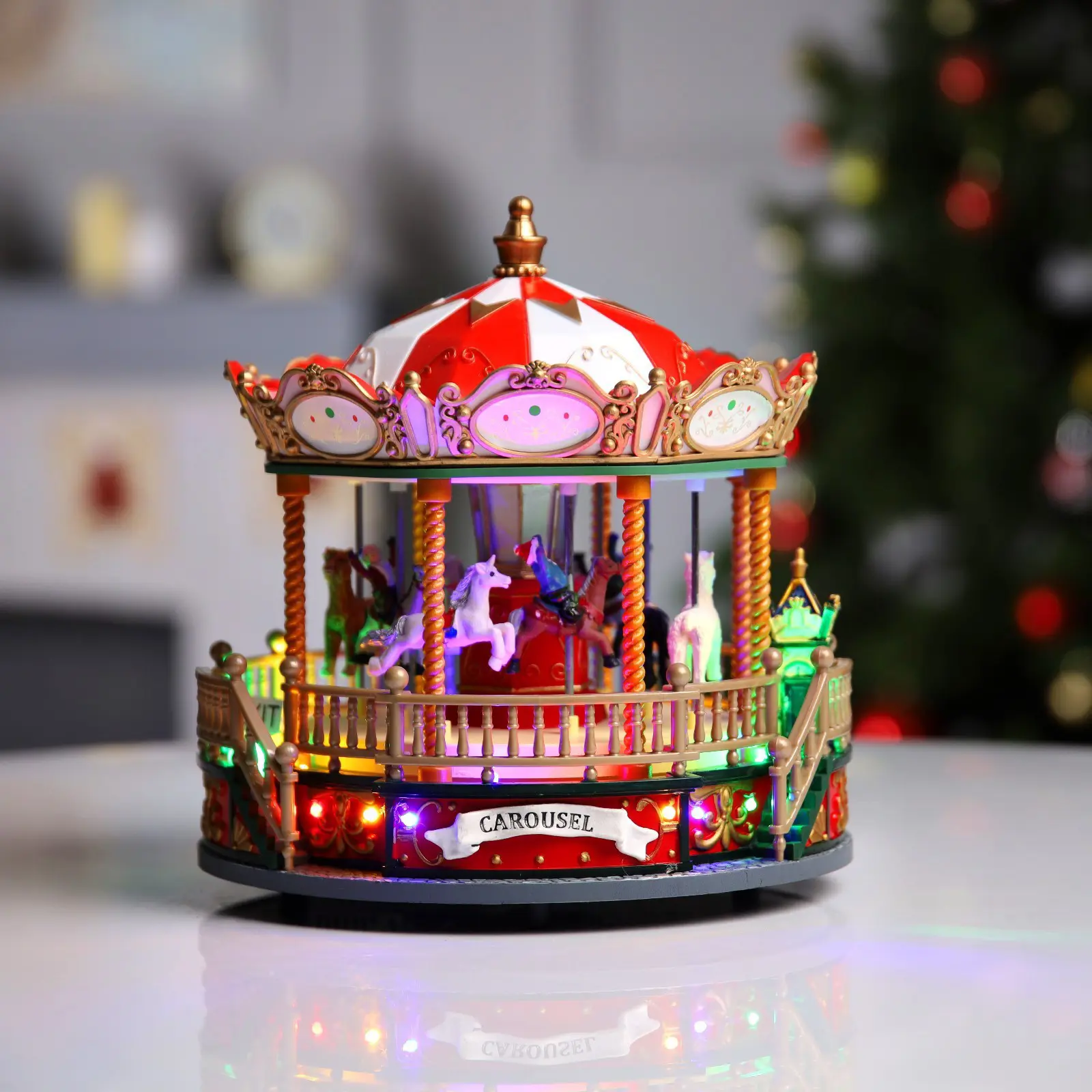 Изображение товара Светящаяся электрическая фигура Карусель для дома Luazon lighting h 23 см разноцветный
