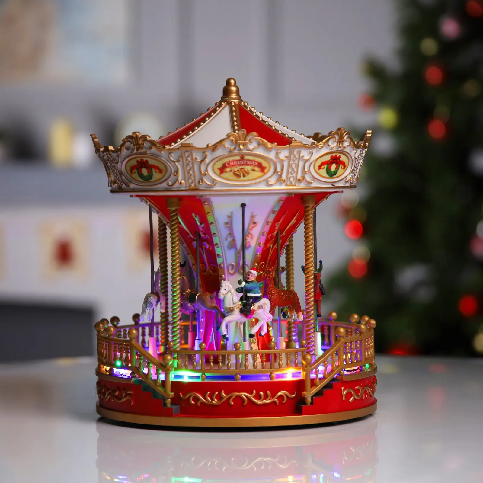 Изображение товара Светящаяся фигура Красная карусель Luazon Lighting, 23 см, разноцветный