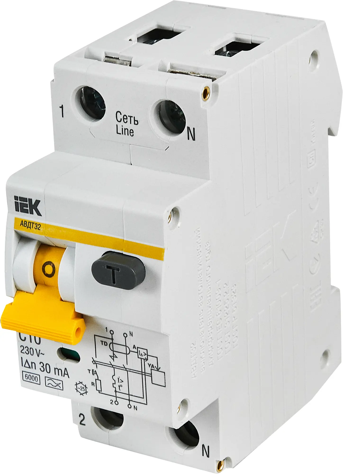 Изображение товара Выключатель автоматический IEK АВДТ 32 C10 2 полюса 10А