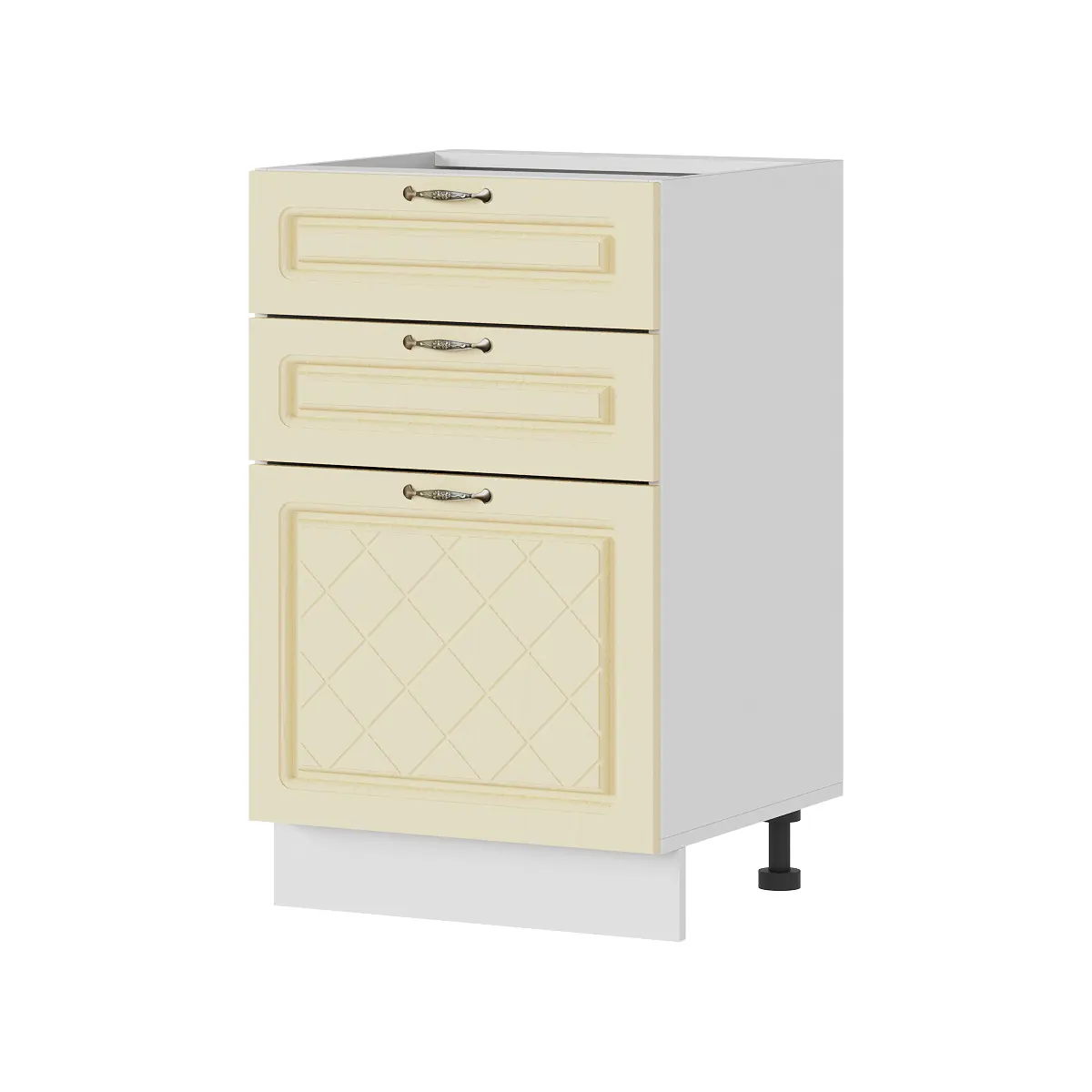 Изображение товара Напольный шкаф 3-мя с ящиками Стендмебель Модена 50x84x47.4 см ЛДСП цвет белый/дуб ваниль