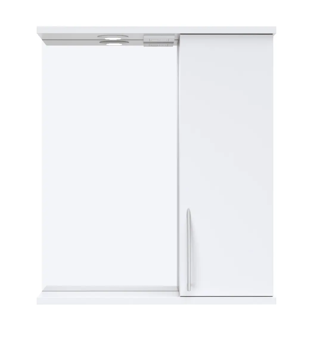 Изображение товара Зеркальный шкаф для ванной с подсветкой Краков 50x72 см белый, ламинированный, с 3 стеклянными полк