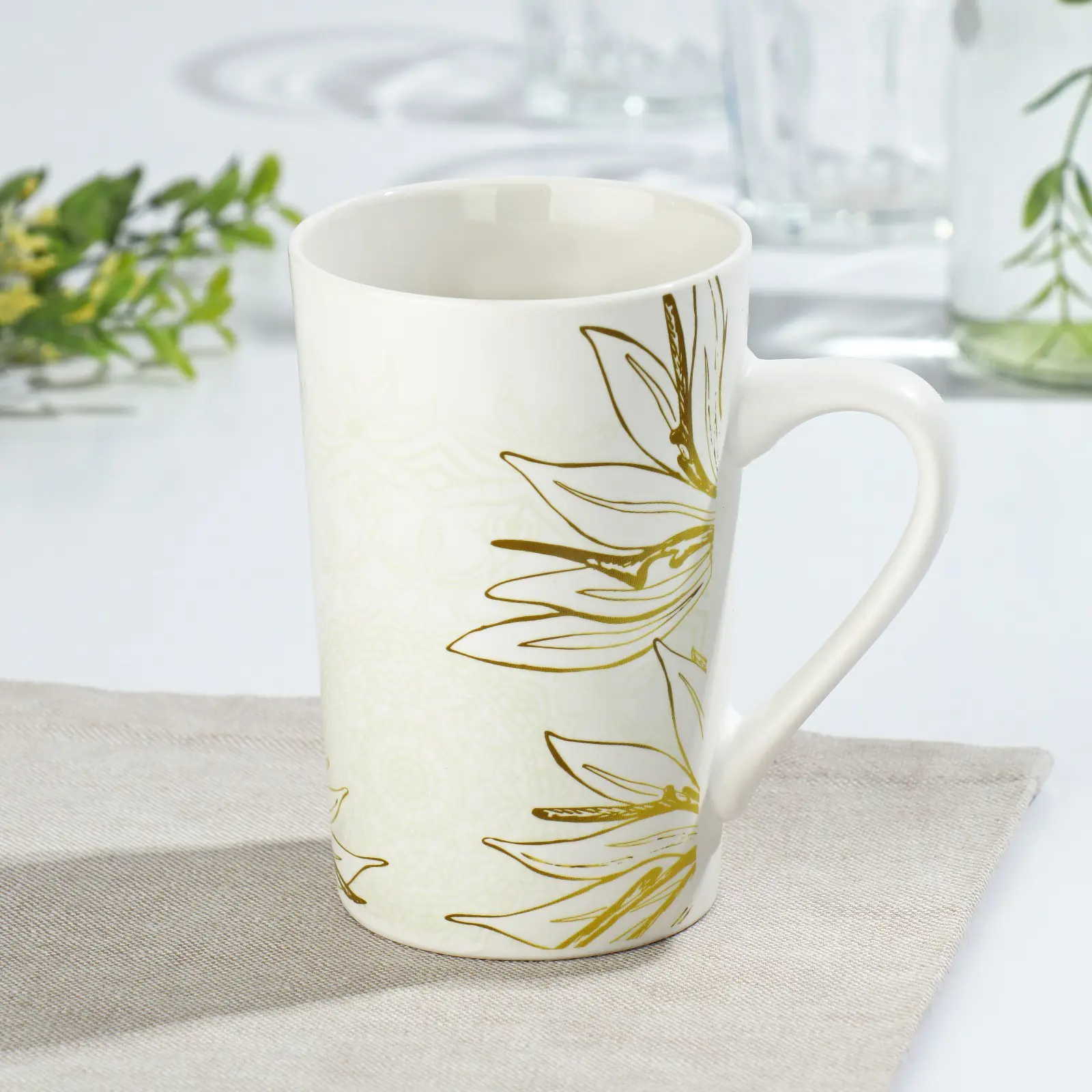 Изображение товара Кружка 380 мл Доляна Мандала фарфор цвет белый/бежевый