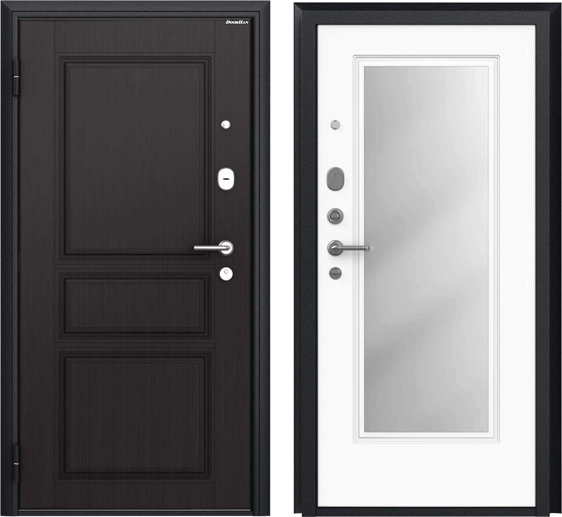 Изображение товара Входная металлическая дверь премиум класса с зеркалом 88x205 см, левая, белая