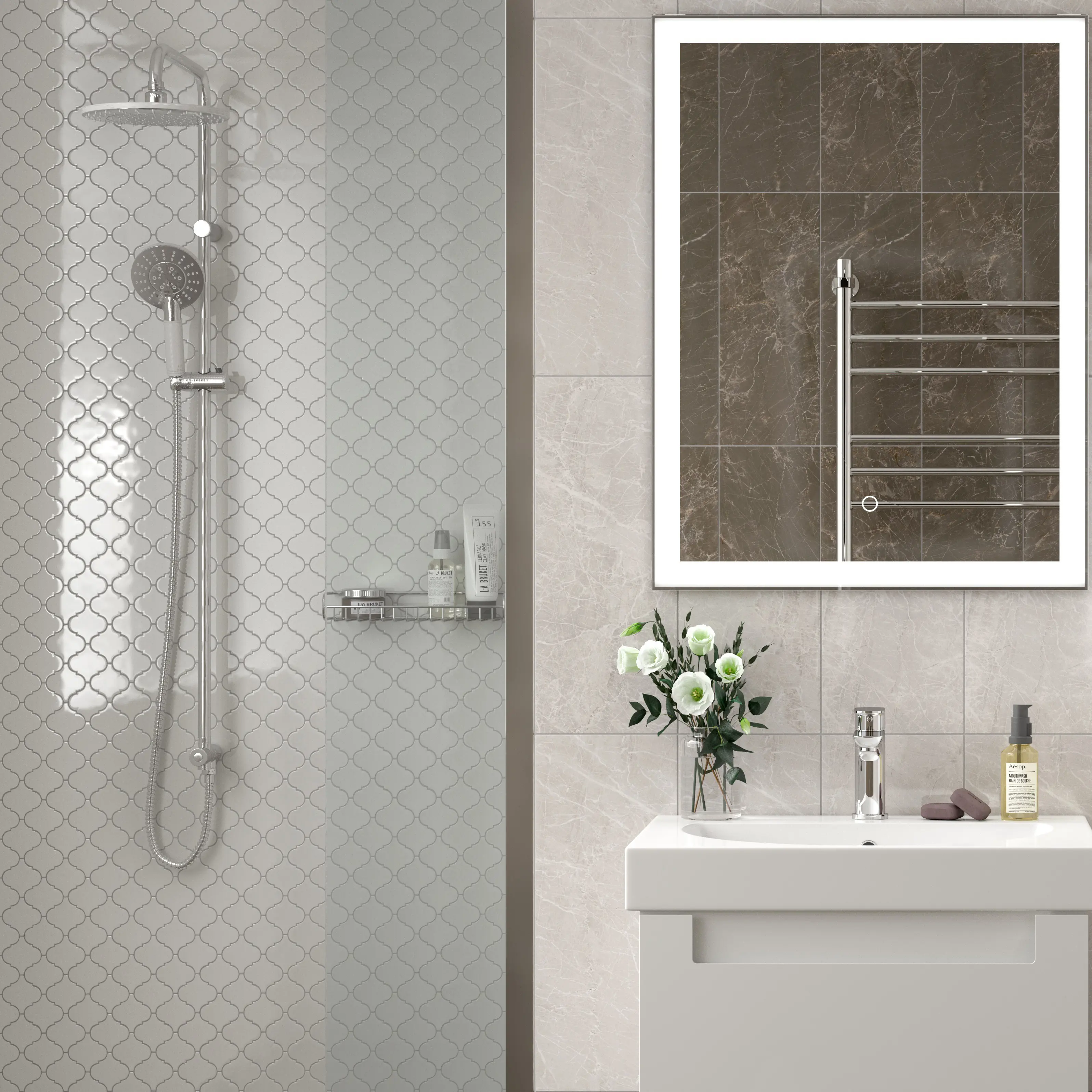 Изображение товара Мозаика Kerama Marazzi Arabesques Majolica 26x30 см серый для кухни и ванной