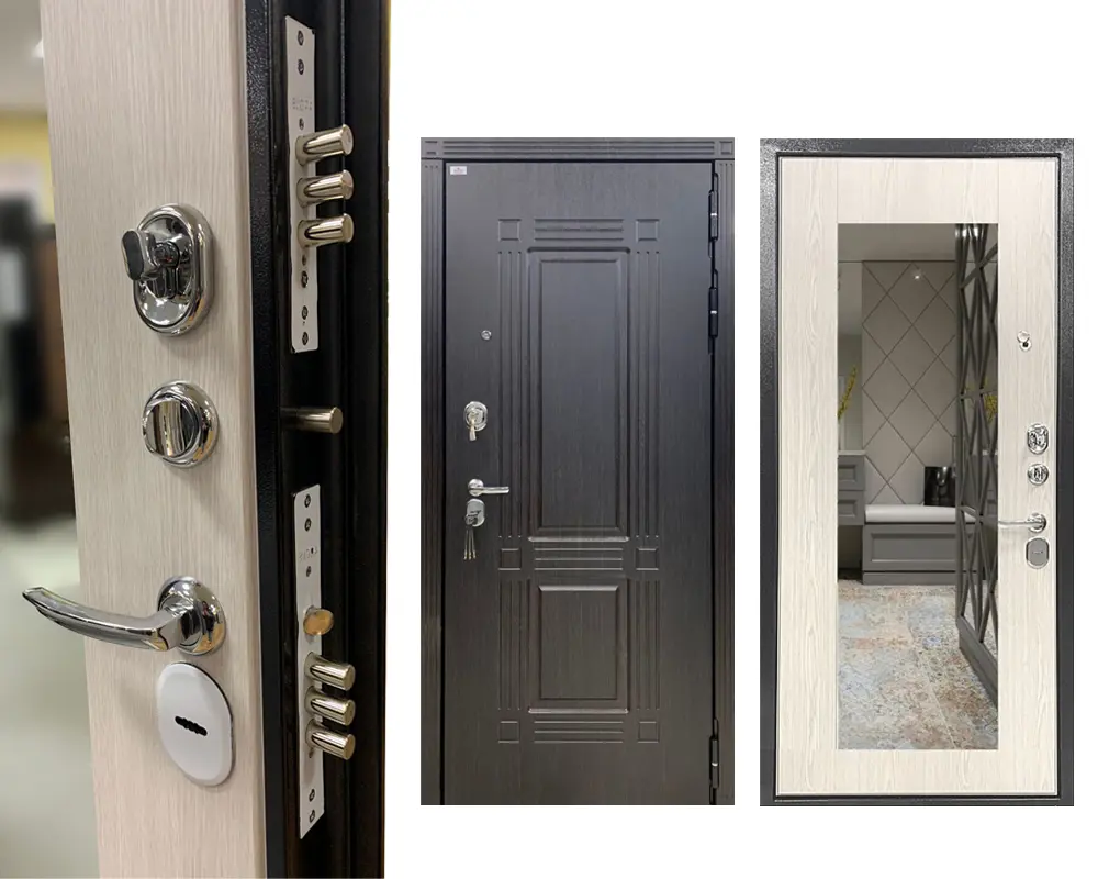 Изображение товара Входная дверь Аргус Мадрид с зеркалом правый 205х86см цвет беленый дуб