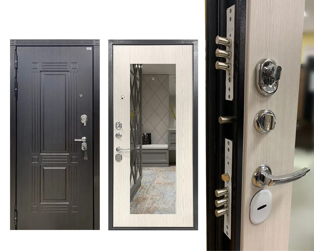 Изображение товара Входная дверь Аргус Мадрид с зеркалом левый 205х86см цвет беленый дуб