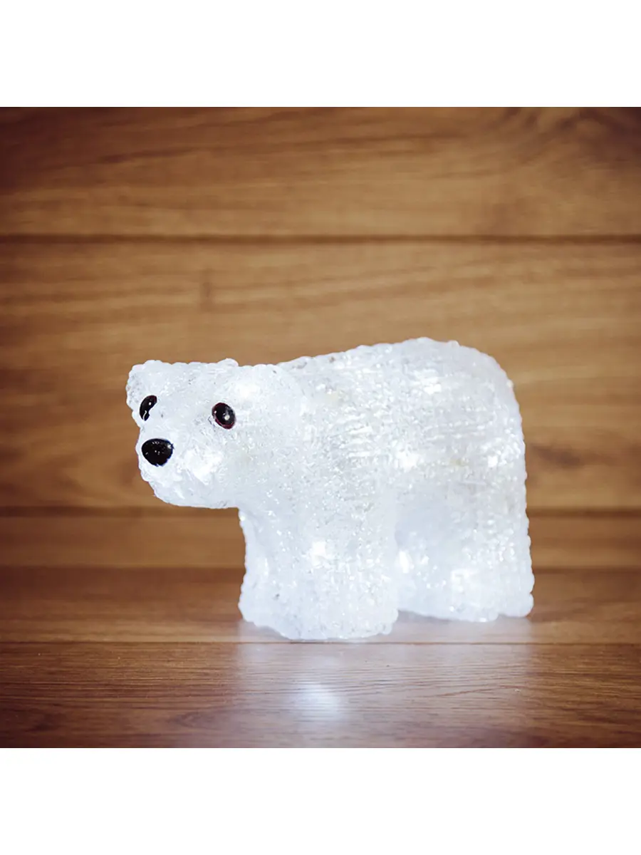 Изображение товара Светящаяся электрическая фигура Белый мишка для дома Neon-night 1 лампа h 15 см бесцветный/прозрачный