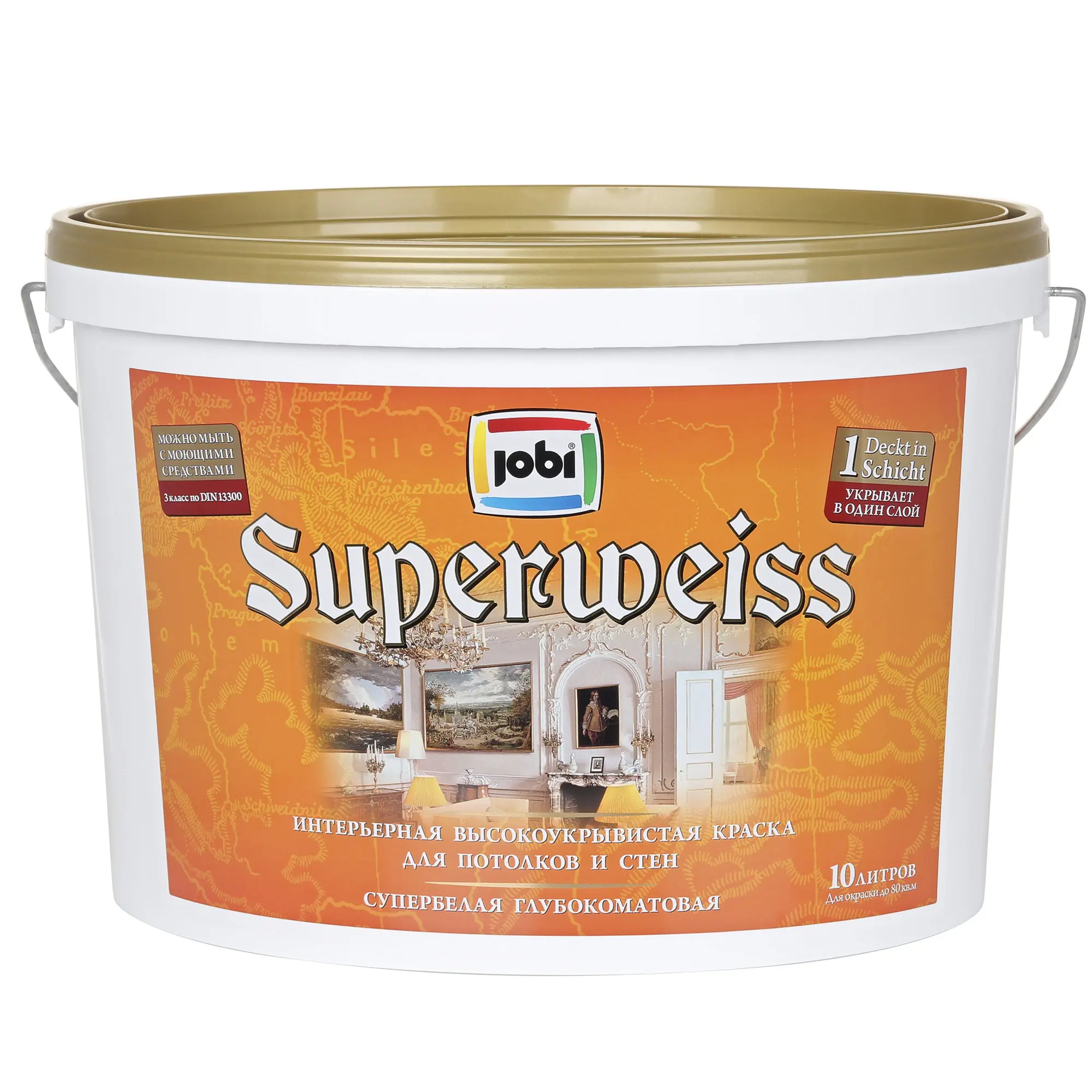 Изображение товара Краска для стен и потолков JOBI 11243 цвет белый 10 л