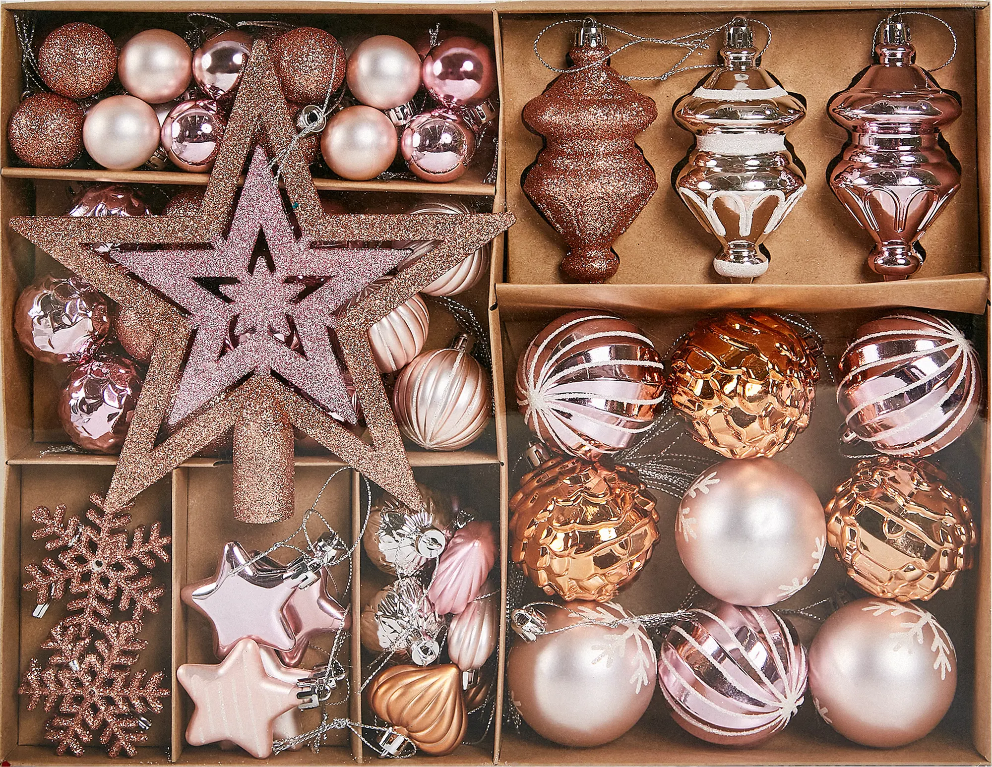 Изображение товара Набор елочных украшений цвет розовый 29 см 70 шт.