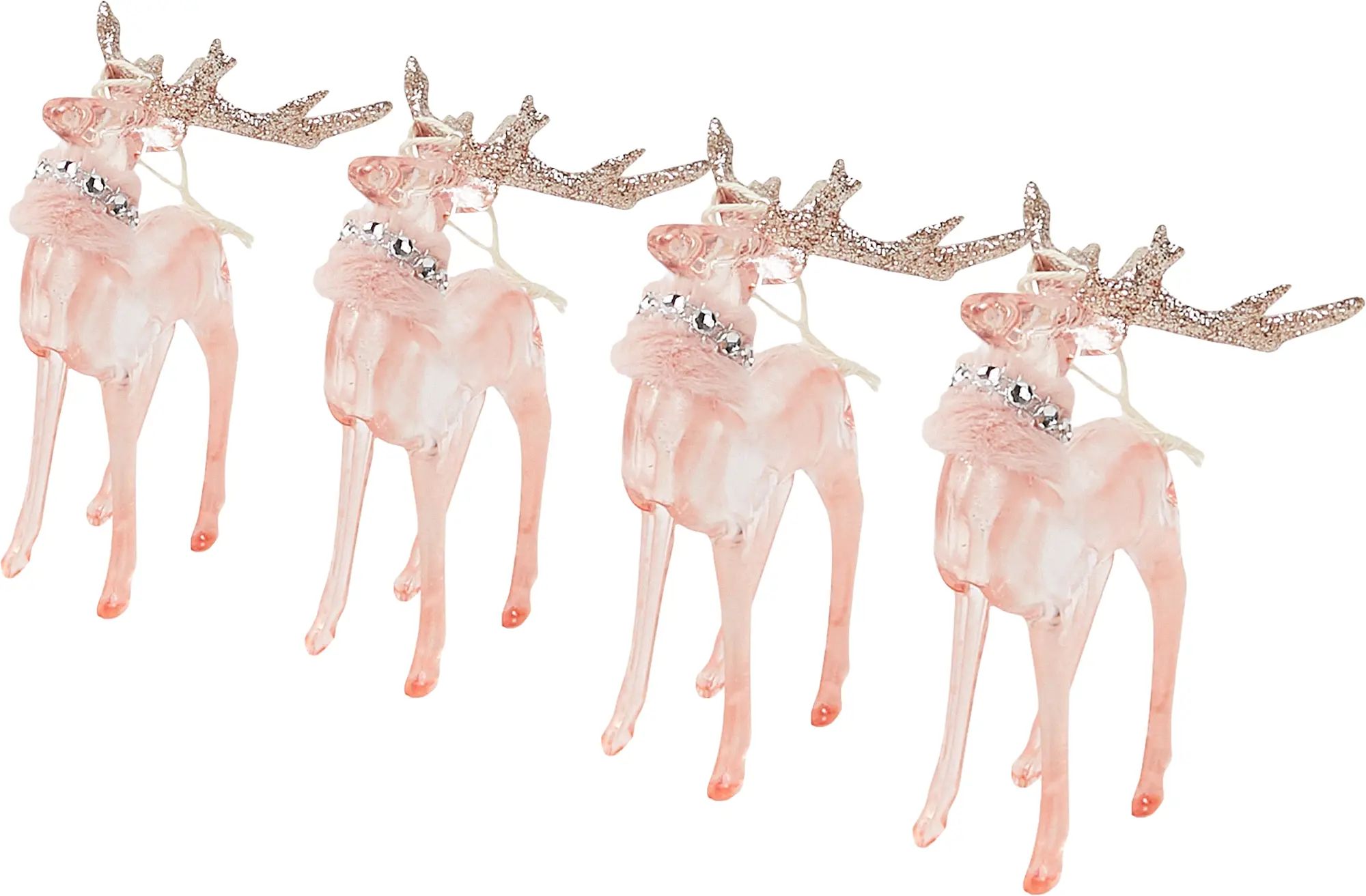 Изображение товара Елочная игрушка Олень 13x21 цвет розовый 4 шт.