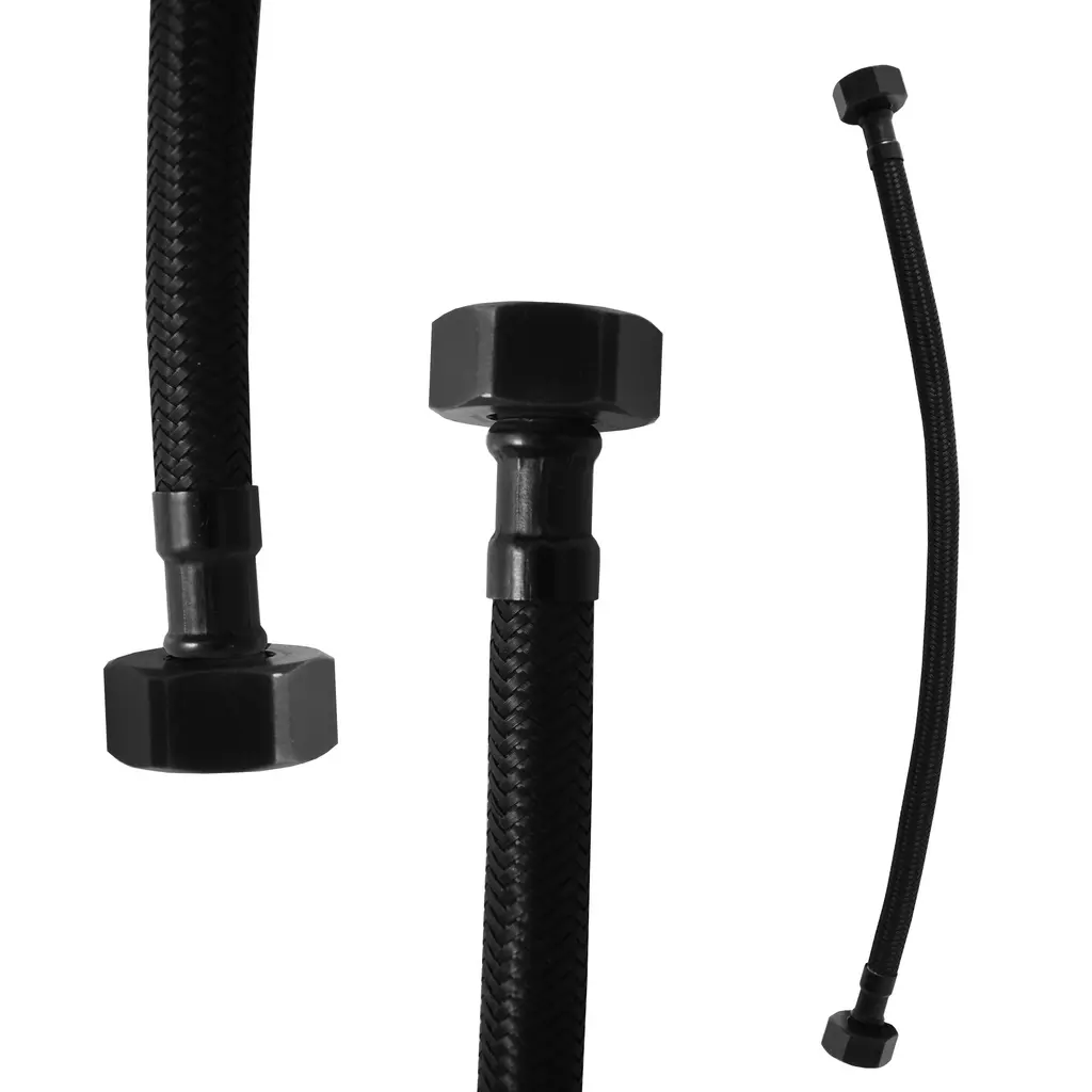 Изображение товара Гибкая подводка для воды Ravslezak F1/2"xF1/2" 40 см. наружная-внутренняя резьба чёрный