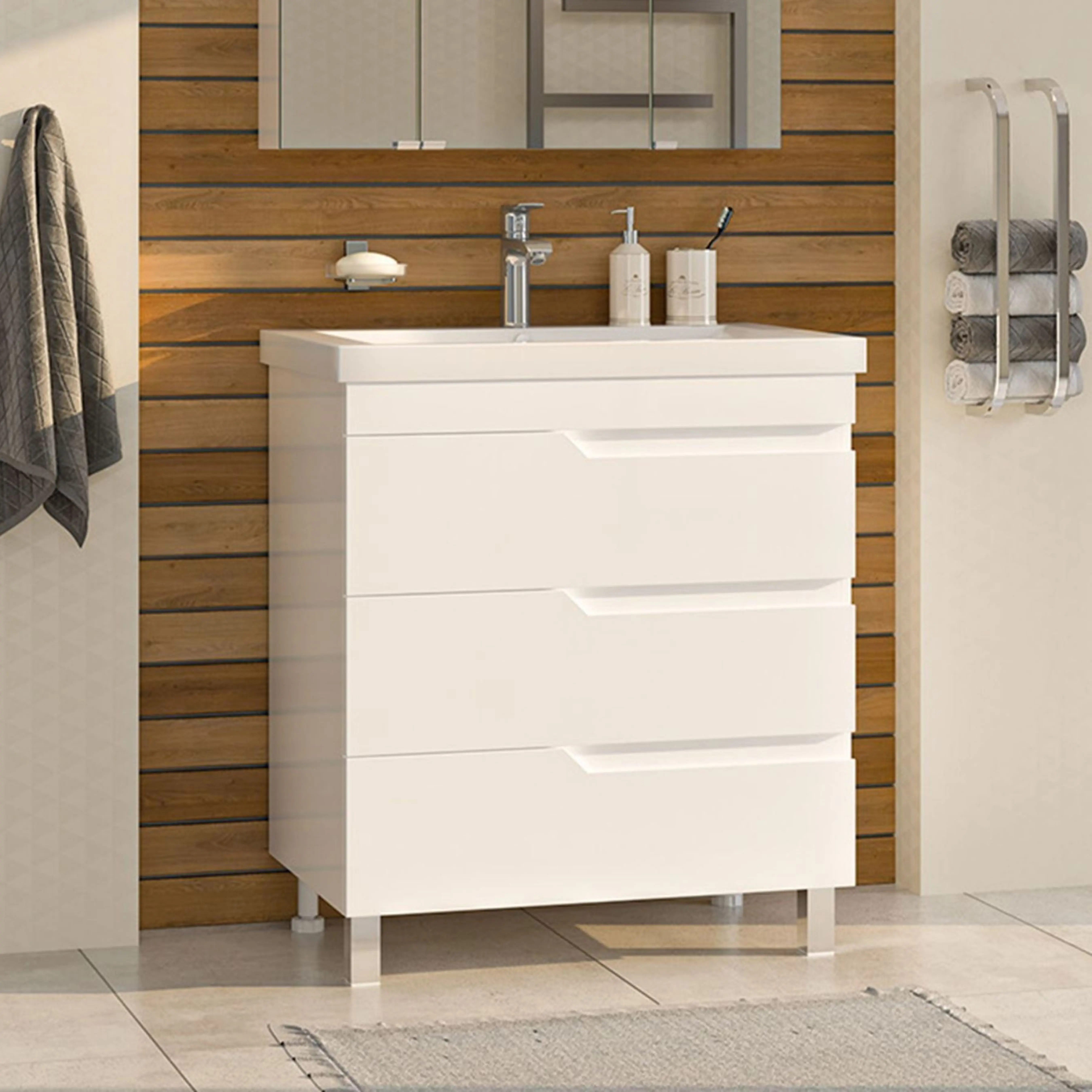 Изображение товара Тумба под раковину Misty Софт УТ000015030 75см с раковиной цвет белый