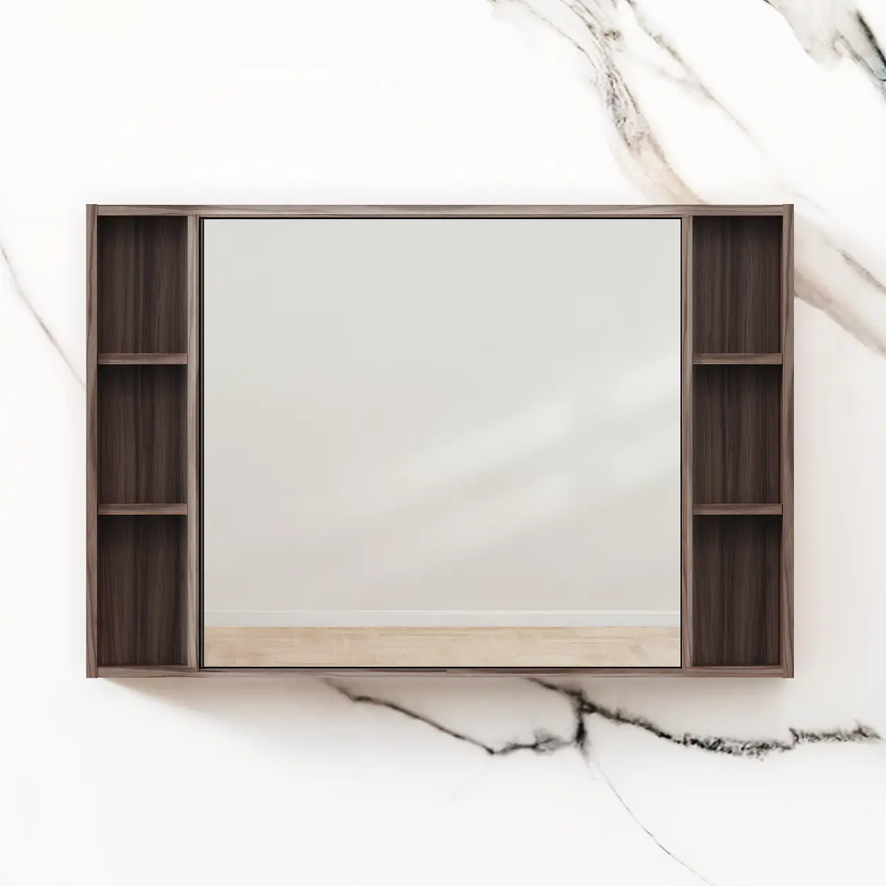 Изображение товара Зеркало для ванной AM.PM Stern с полкой 105x70 см цвет орех