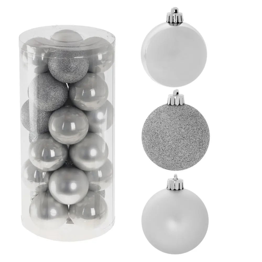 Изображение товара Елочный шар 753637 6 см ПВХ серый/серебристый