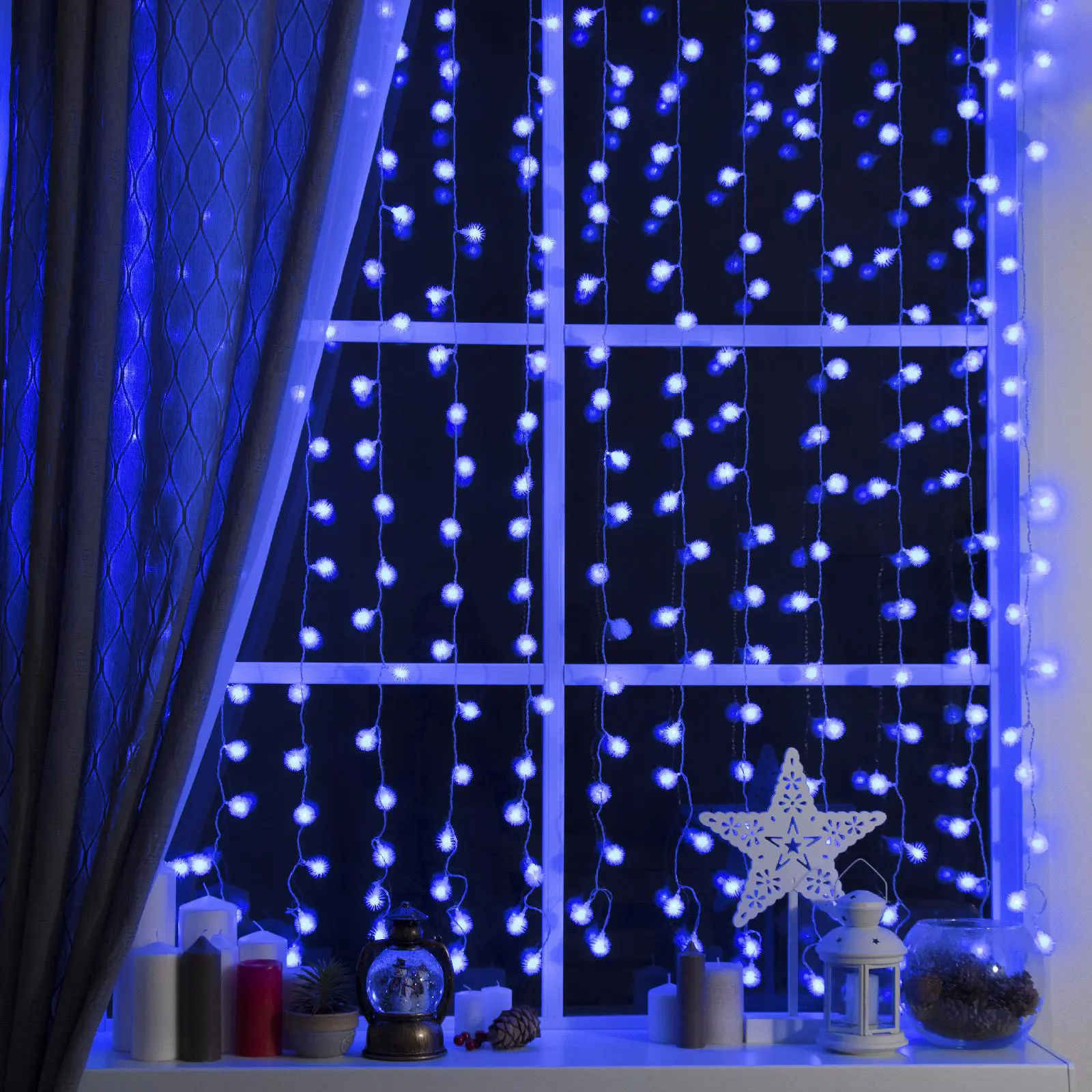 Изображение товара Электрогирлянда комнатная Luazon lighting 2361725 занавес 2x2 м 360 ламп цвет синий 8 режимов работы