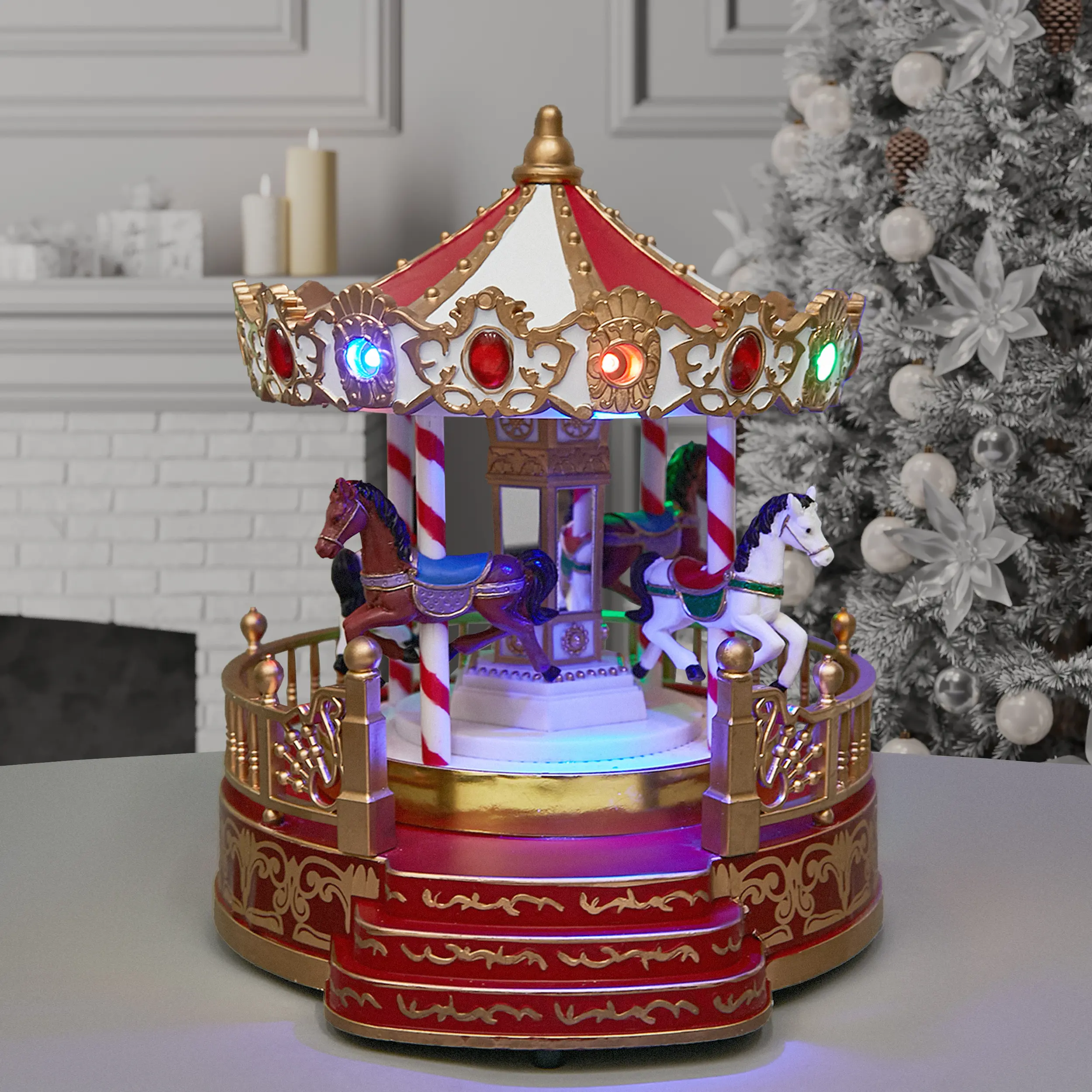 Изображение товара Композиция новогодняя светодиодная Карусель 20x18x23 см