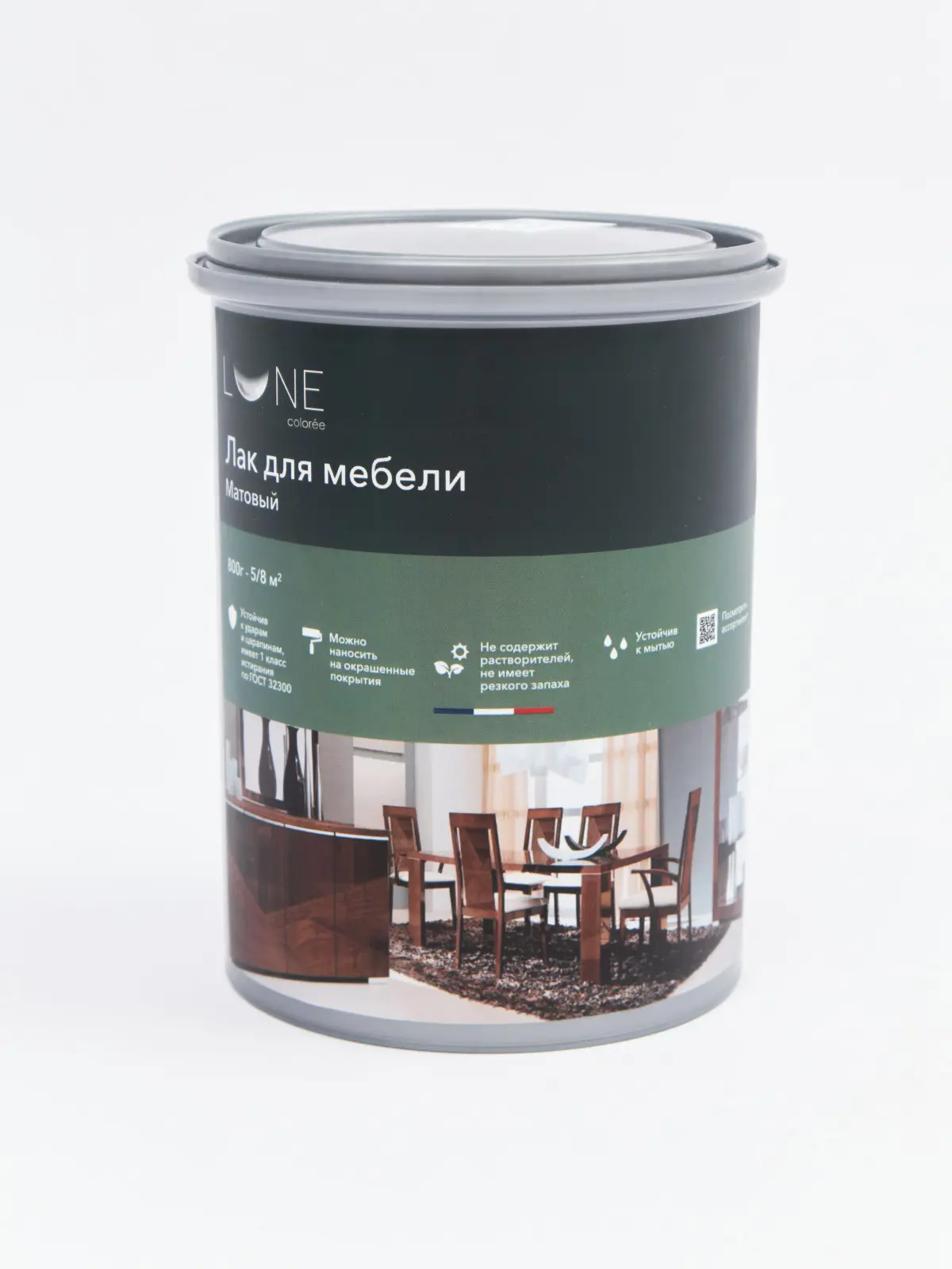 Изображение товара Воднодисперсионный матовый лак для мебели Lune Coloree 0.8 л прозрачный