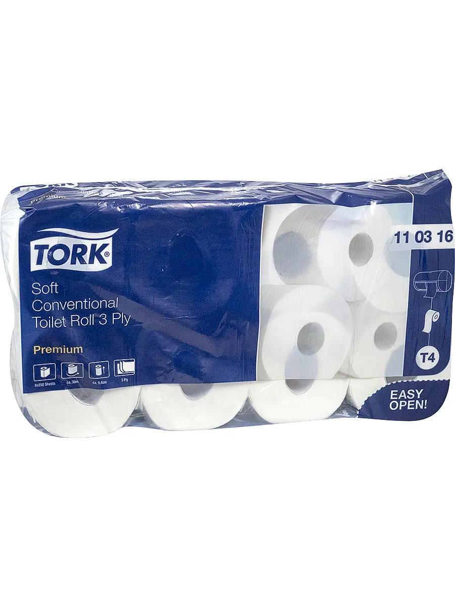 Изображение товара Туалетная бумага Tork 3-слойная 8 рул T4 Premium белая