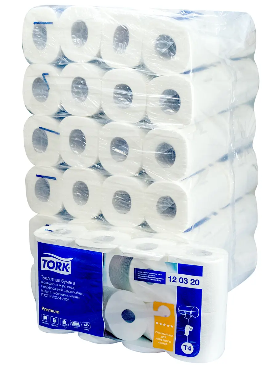 Изображение товара Туалетная бумага Tork 2-слойная 8 рул 12 шт T4 Premium белая