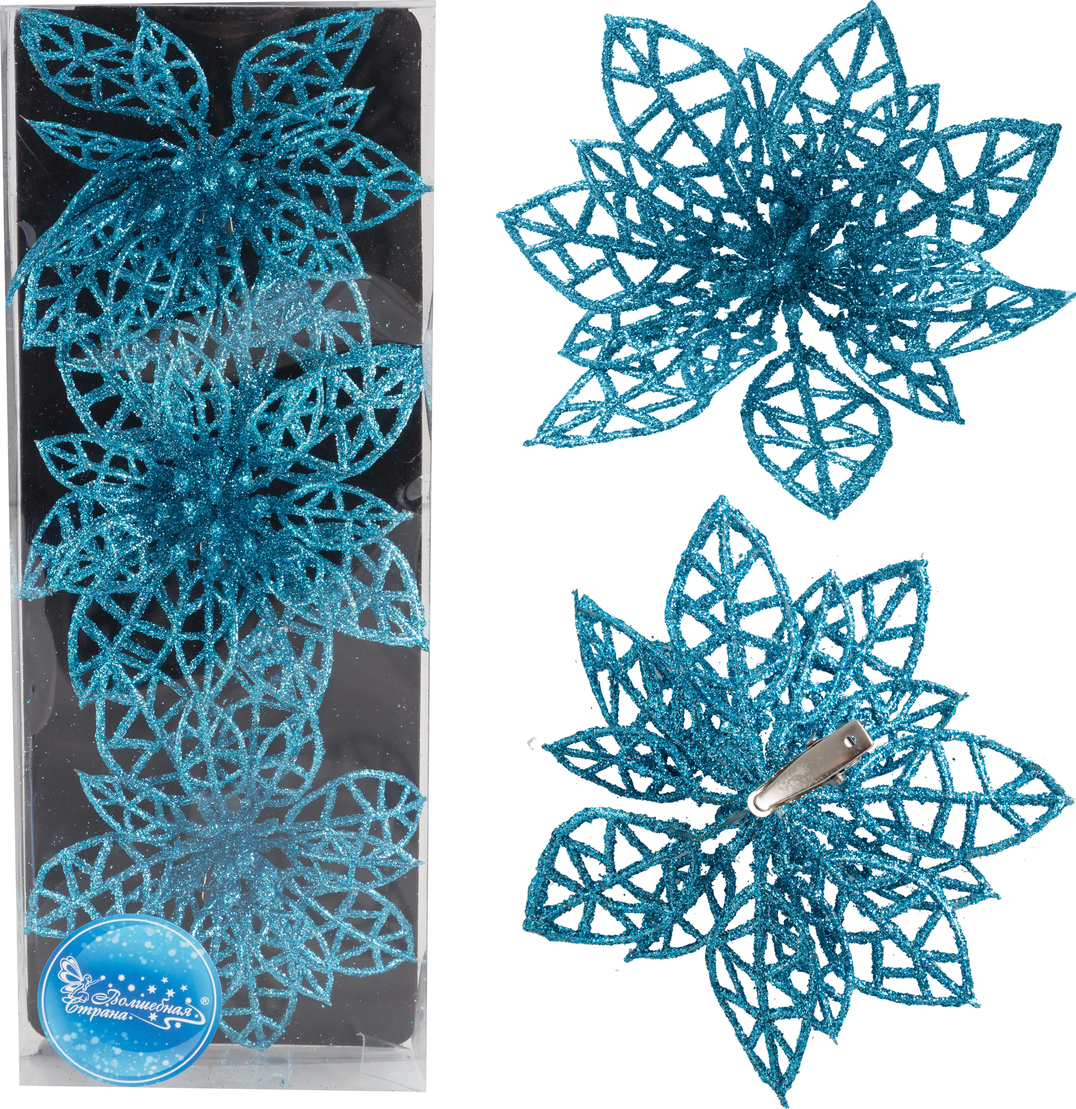 Изображение товара Украшение декоративное Цветок 3шт цвет синий 9x3x24 см