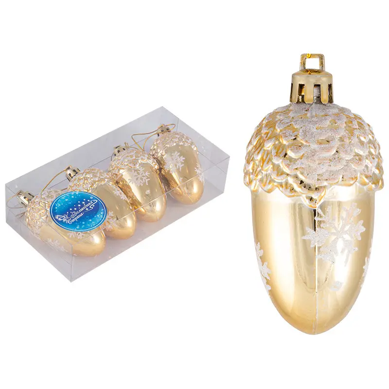 Изображение товара Набор елочных украшений Волшебная страна Желудь 4шт жёлтый/золотой