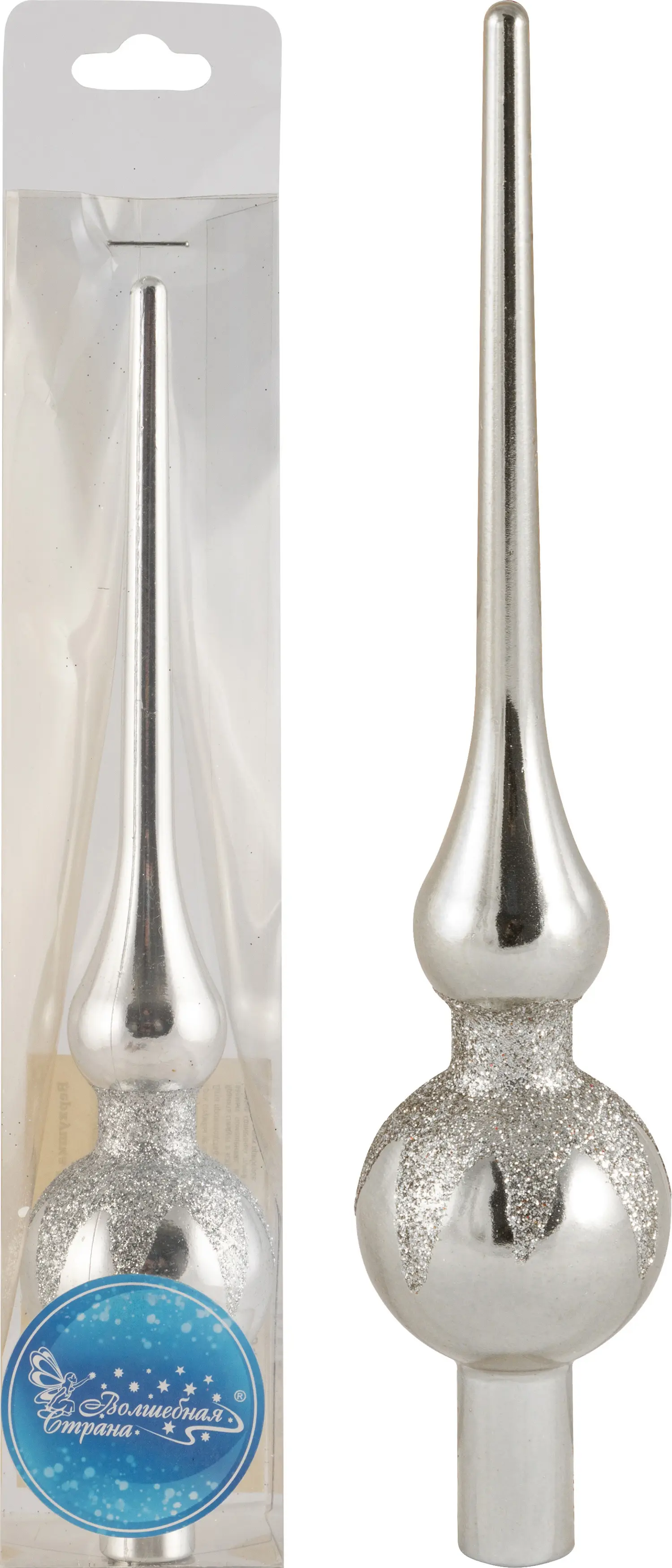 Изображение товара Верхушка на елку Волшебная страна Пика h 20 см серый/серебристый