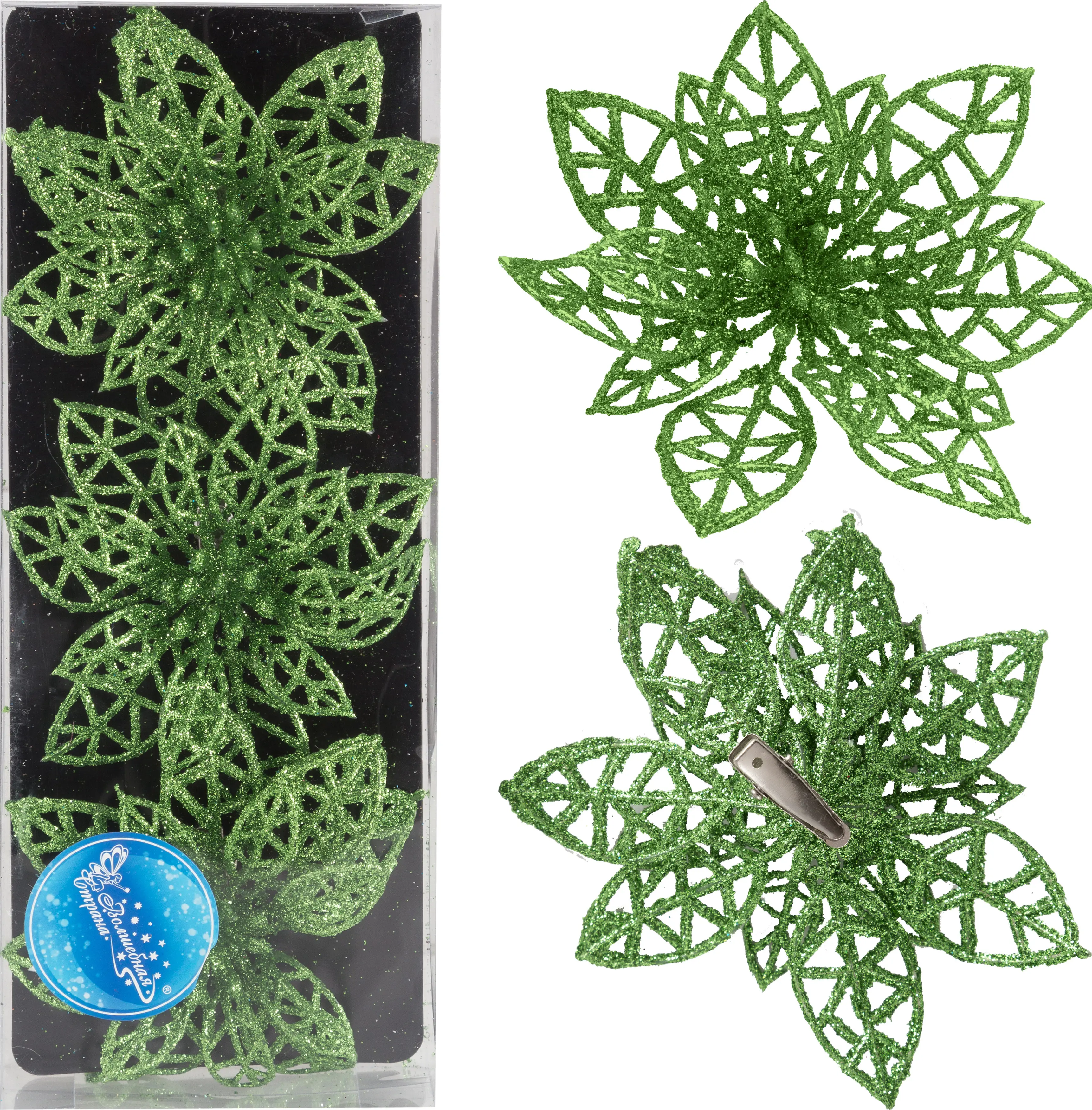 Изображение товара Украшение декоративное Цветок 3шт цвет зеленый 8.9x3x23.5 см