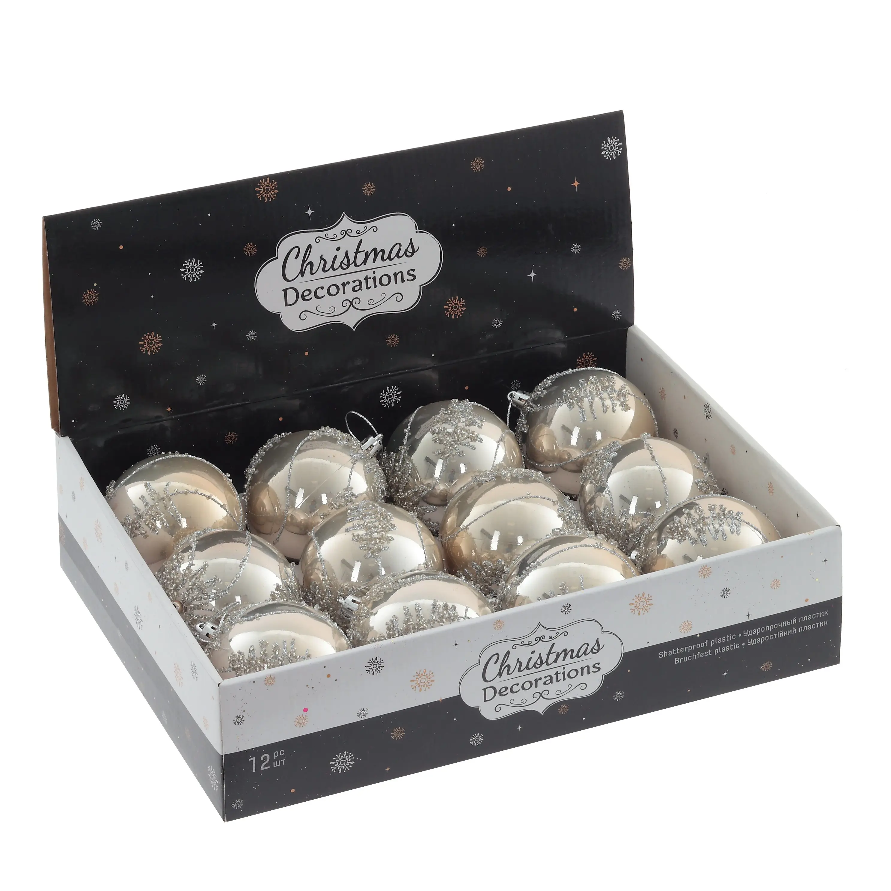 Изображение товара Набор елочных шаров 763971 8 см ПВХ желтый/золотой 12 шт