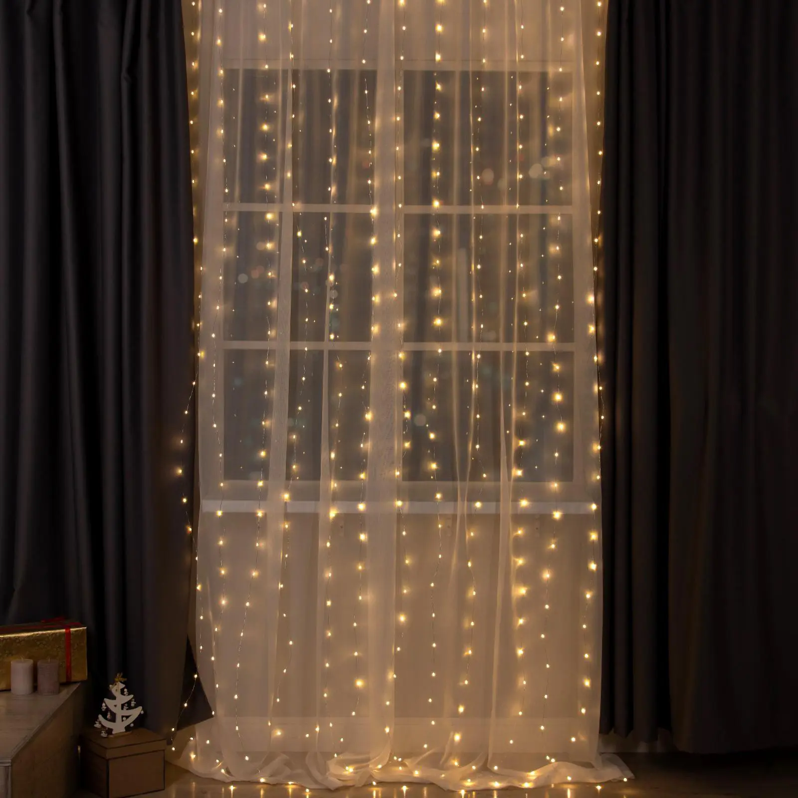 Изображение товара Электрогирлянда универсальная Luazon lighting занавес 2x2 м 450 ламп теплый белый (желтый) 8 режимов работы