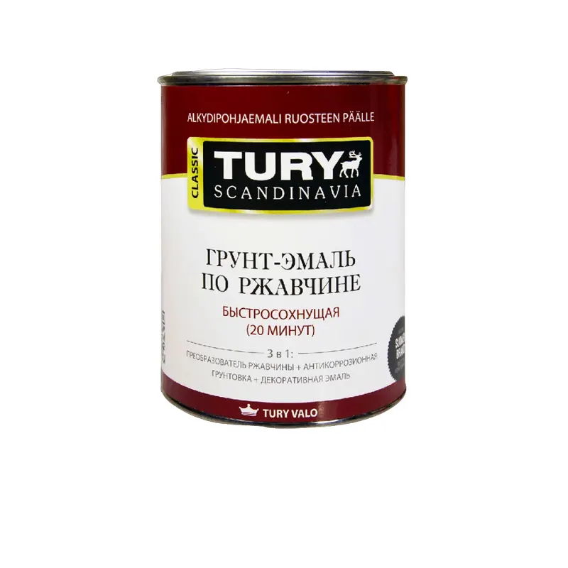 Изображение товара Грунт-эмаль по ржавчине 3 в 1 МС-102 Tury матовая темно-серая 0.9 кг