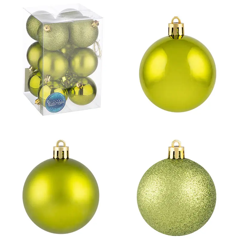 Изображение товара Набор елочных шаров Волшебная страна 106321 Syqa- 0123165-02 6 см пластик зеленый 12 шт