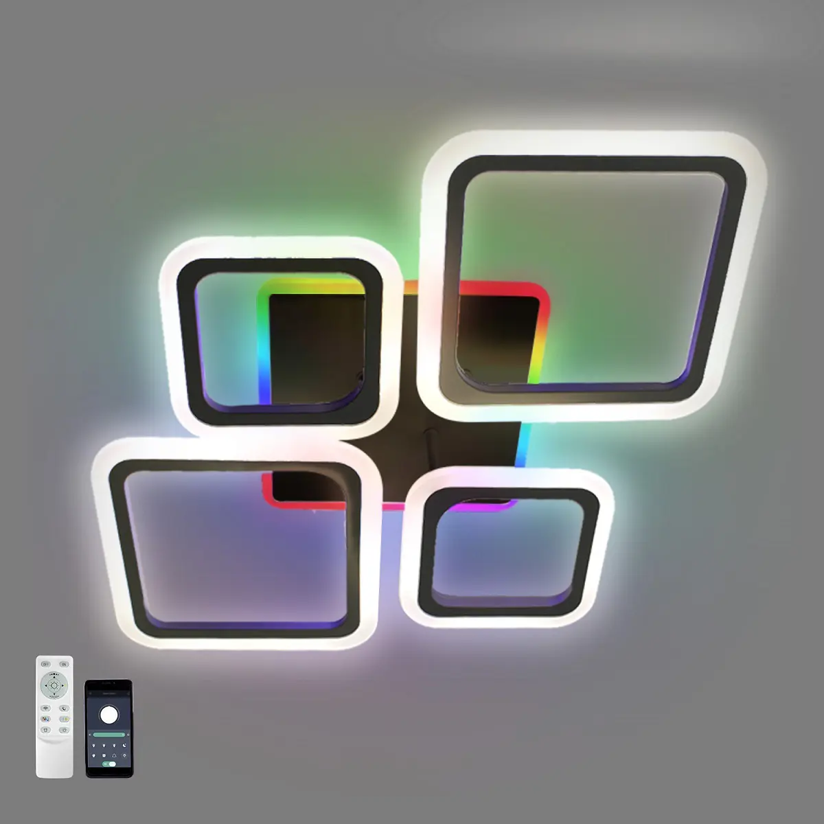 Изображение товара Люстра потолочная светодиодная Oval RGB с пультом управление 15 м² черный стиль современный