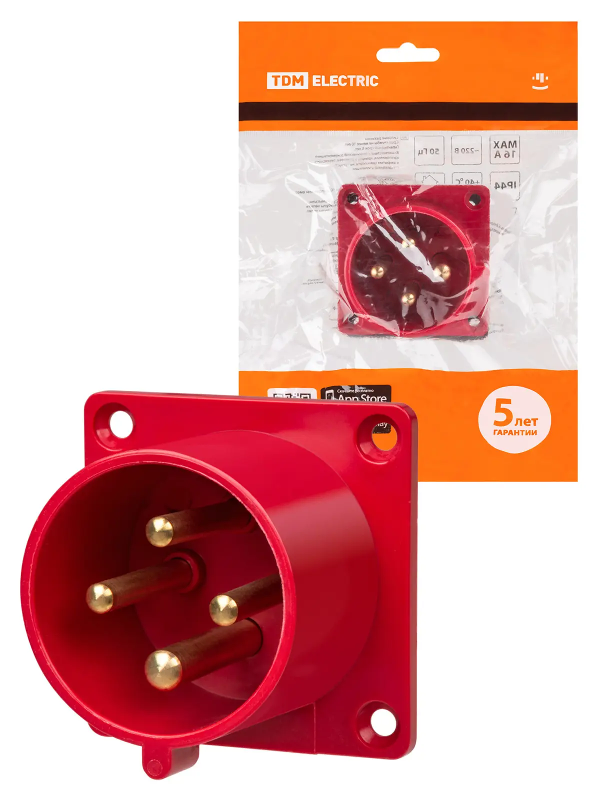 Изображение товара Вилка Tdm electric SQ0607-0005 380 В с заземлением цвет красный