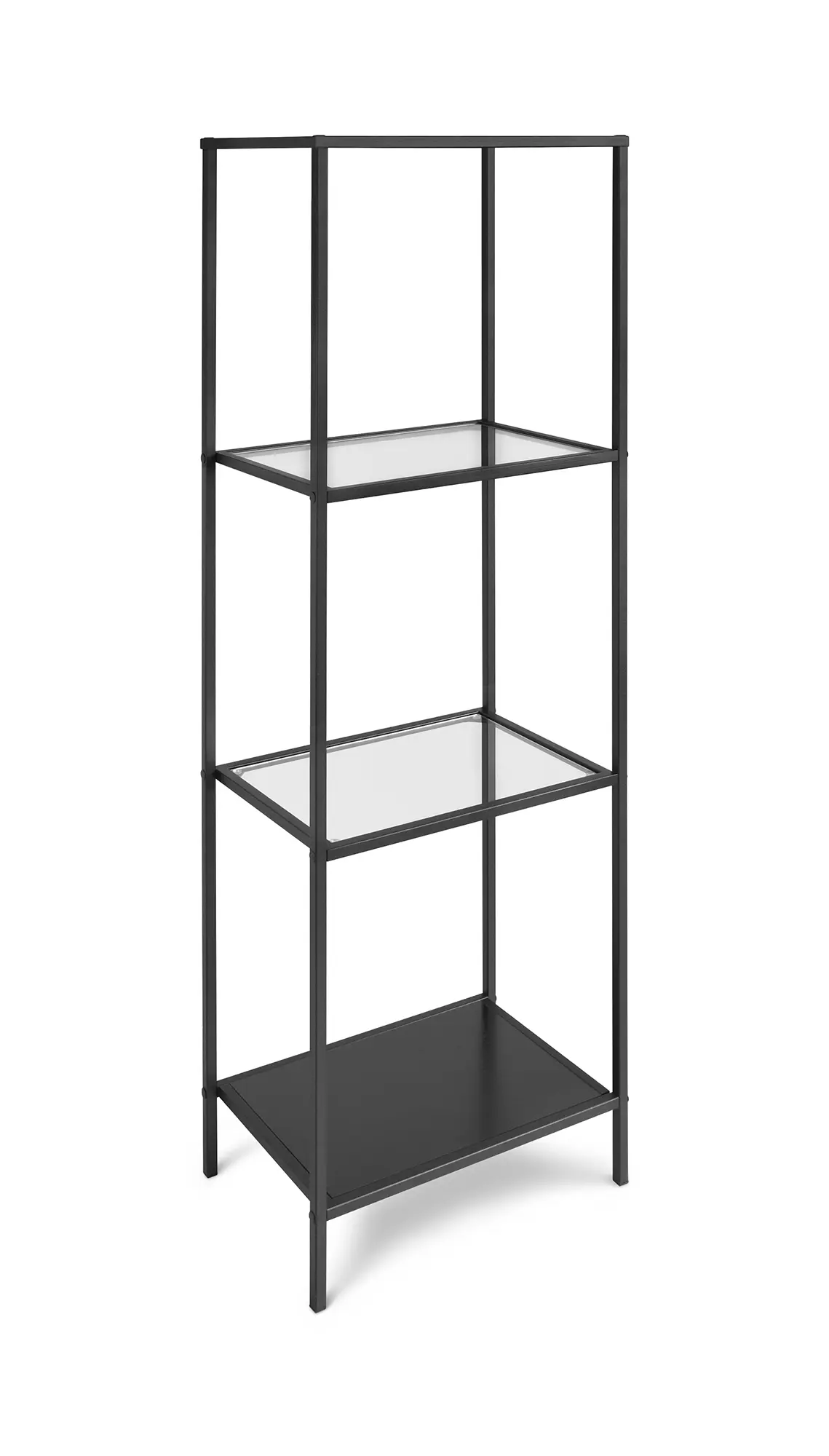 Изображение товара Стеллаж с полками MD 7131 из стали с стеклянными полками черный 45x139x30 см