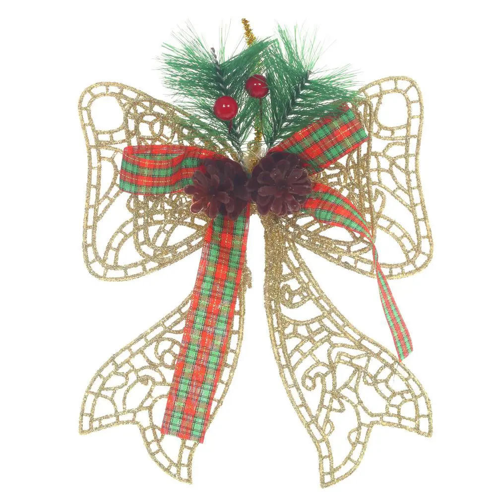 Изображение товара Елочная игрушка Бант 754327 20 см х 2 см жёлтый/золотой