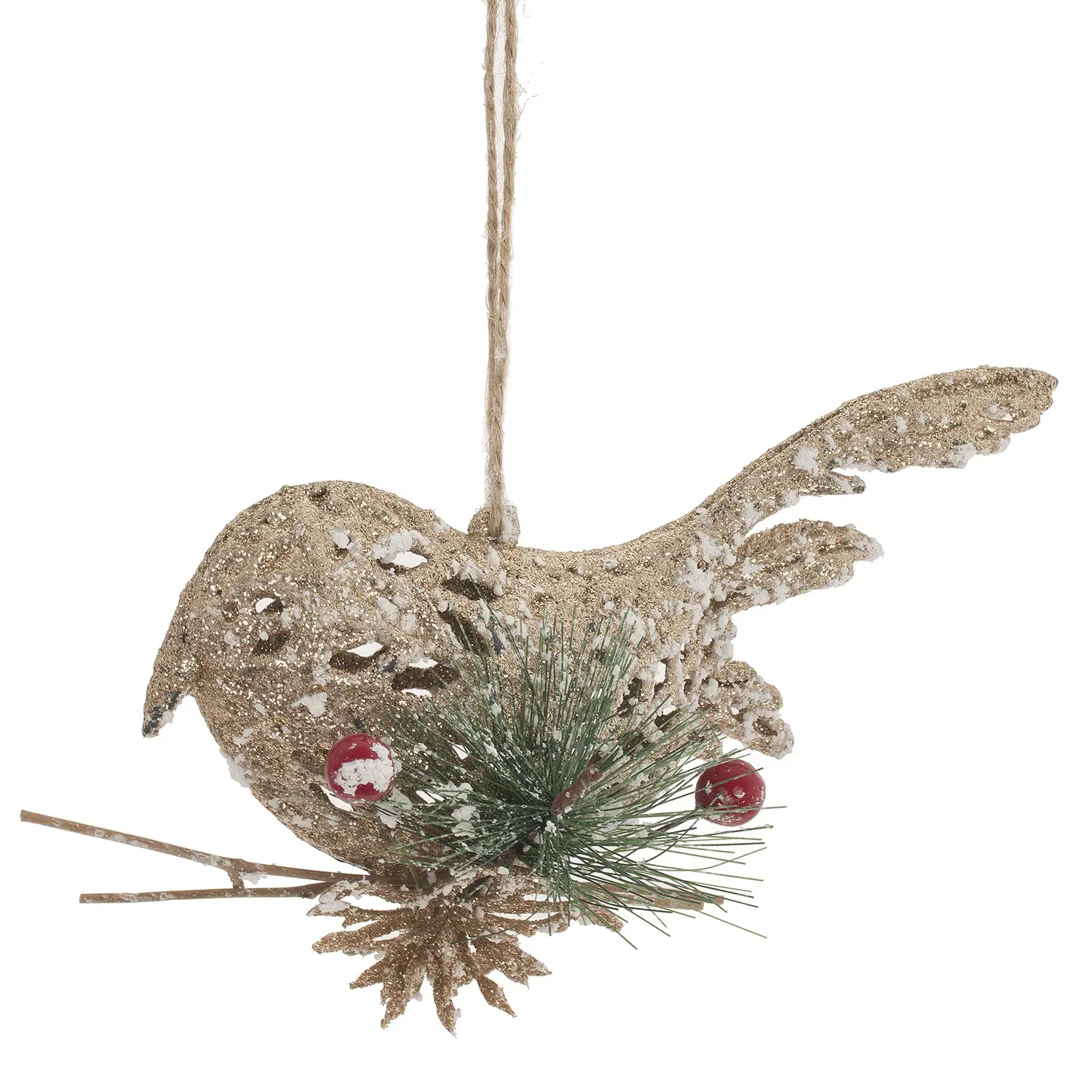 Изображение товара Елочная игрушка Птичка 754306 8.5 см х 6 см жёлтый/золотой