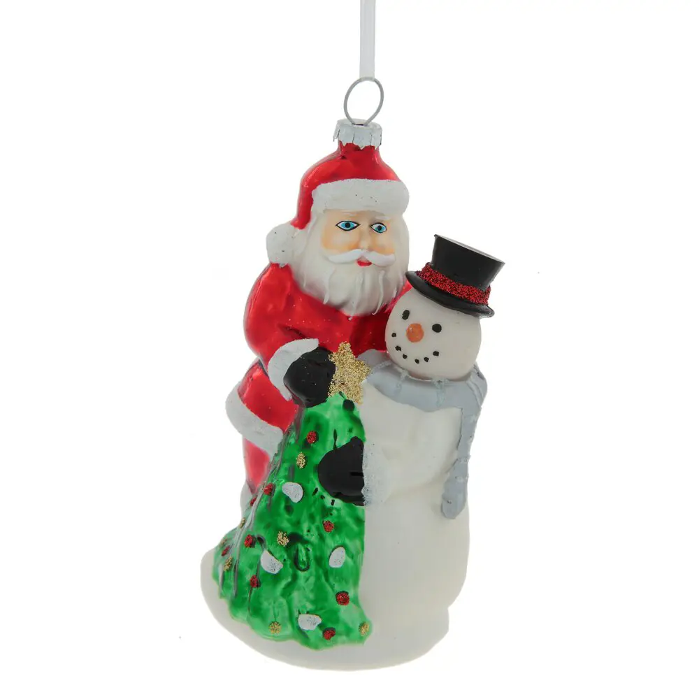 Изображение товара Елочная игрушка Дед мороз и снеговик 762722 13 см х 6 см красный