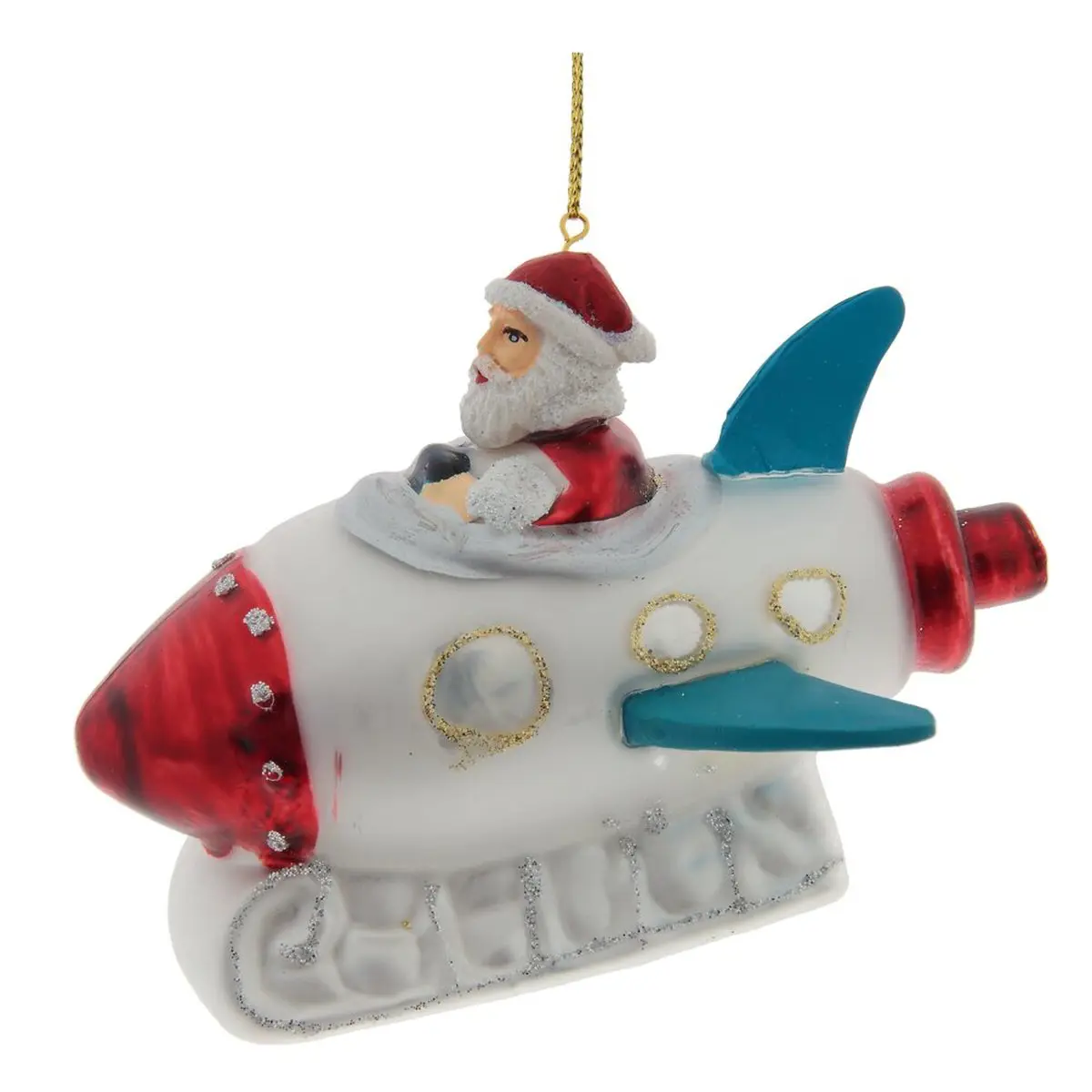 Изображение товара Елочная игрушка Дед мороз на ракете 762709 8 см х 8 см разноцветный