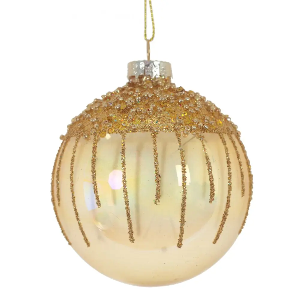 Изображение товара Елочный шар 791324 8 см стекло жёлтый/золотой