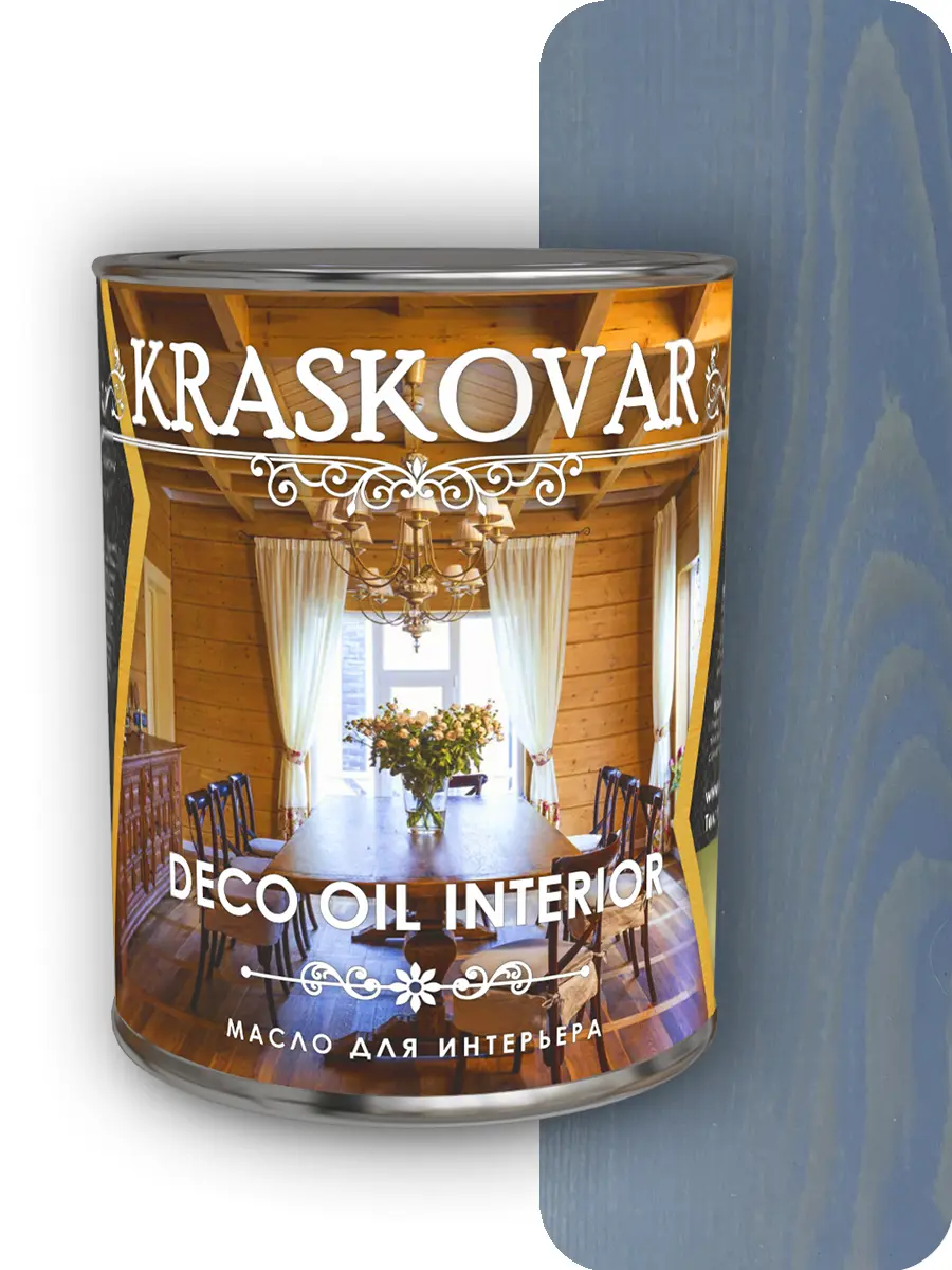Изображение товара Масло для интерьера Kraskovar Deco Oil Interior Аквамарин 0.75 л натуральное защитное для дерева